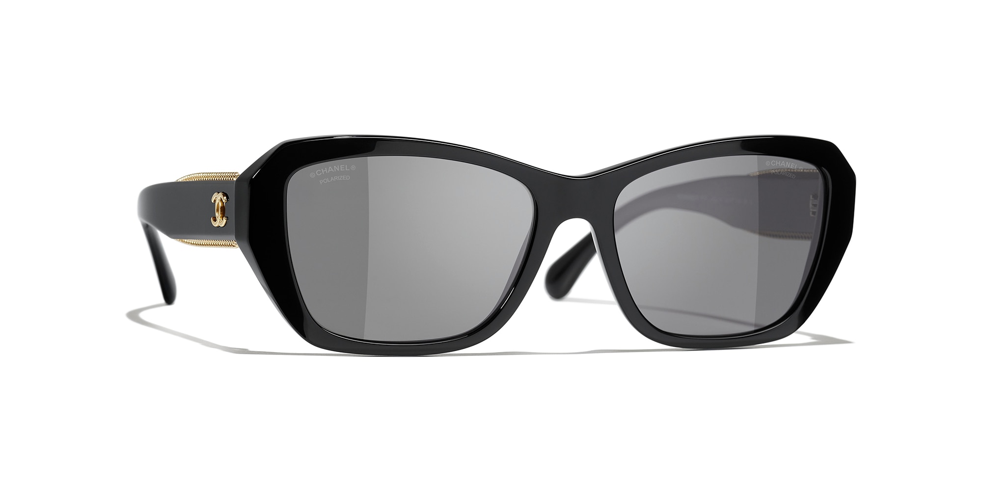Chanel Woman Sunglass Butterfly Sunglasses CH5516 -  Frame color: Black, Lens color: Black