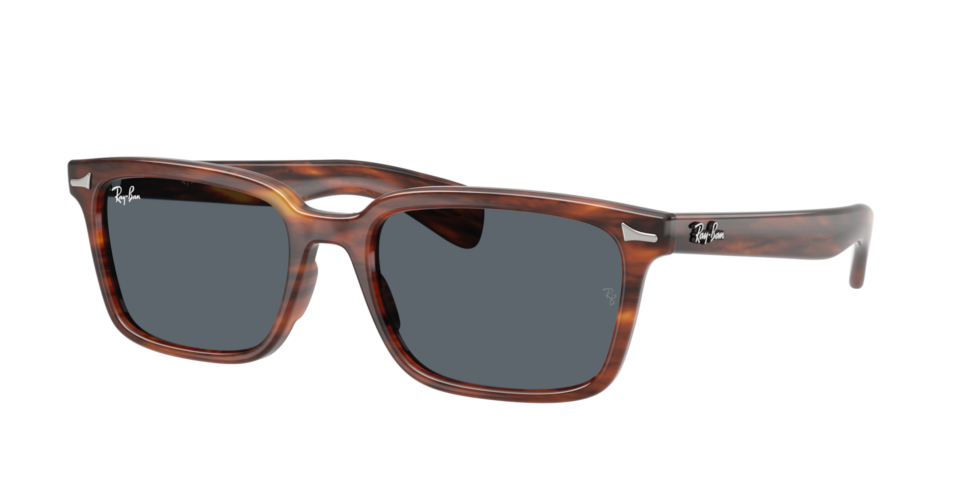 Ray-Ban Unisex Sunglass Brunel - Rahmenfarbe: Havana gestreift, Linsenfarbe: Blau