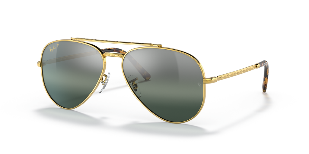 Ray-Ban Aviator サングラス ゴールドフレーム Ray-Ban New Aviator Polarized+ Lenses XXL (62 - 14) with Blue