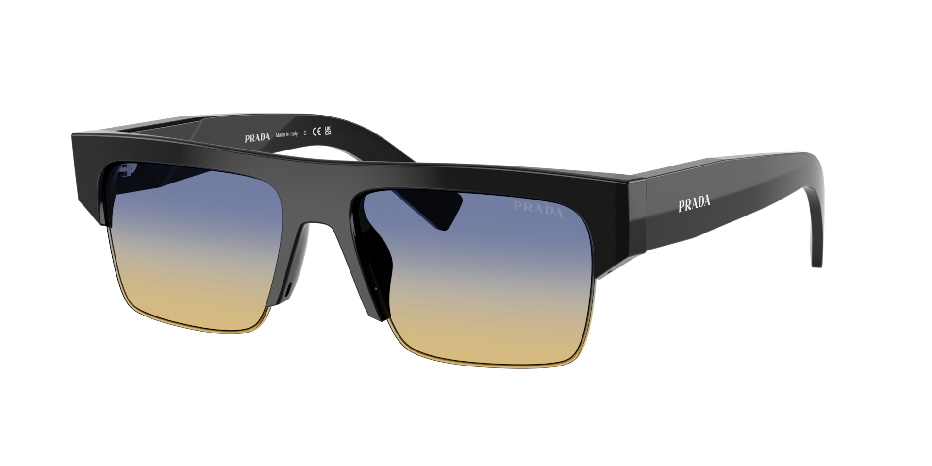 Prada Mann Sunglass PR D12SU - Rahmenfarbe: Schwarz, Linsenfarbe: Yellow/Dark Blue