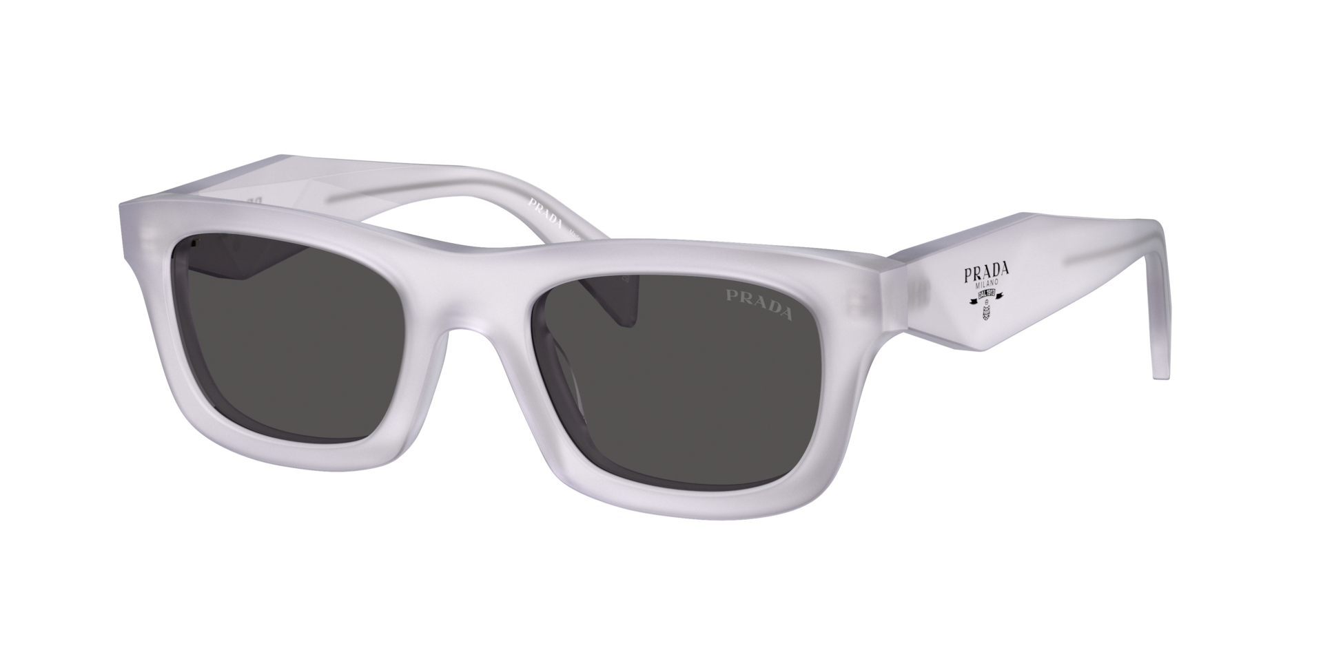 Prada Woman Sunglass PR C06S -  Frame color: Frosted Ice, Lens color: Dark Grey