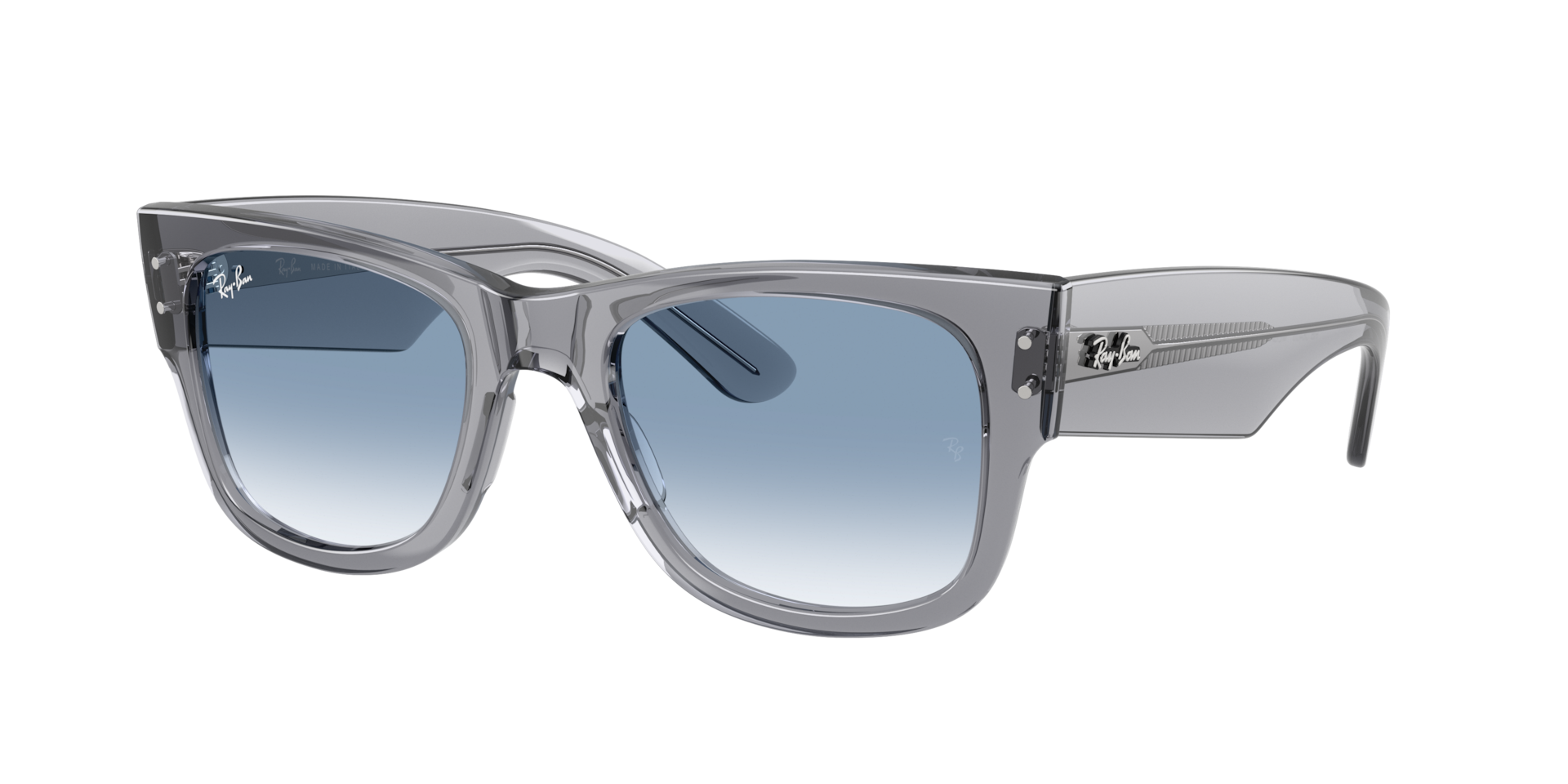 Ray-Ban Unisex Sunglass Mega Wayfarer - Couleur du Monture: Transparent Gris, Couleur de Lentille: Bleu dégradé transparent