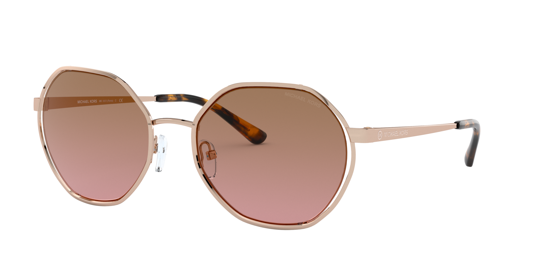 Michael Kors Femme Sunglass Porto - Couleur du Monture: Or Rose, Couleur de Lentille: Dégradé Rose Marron