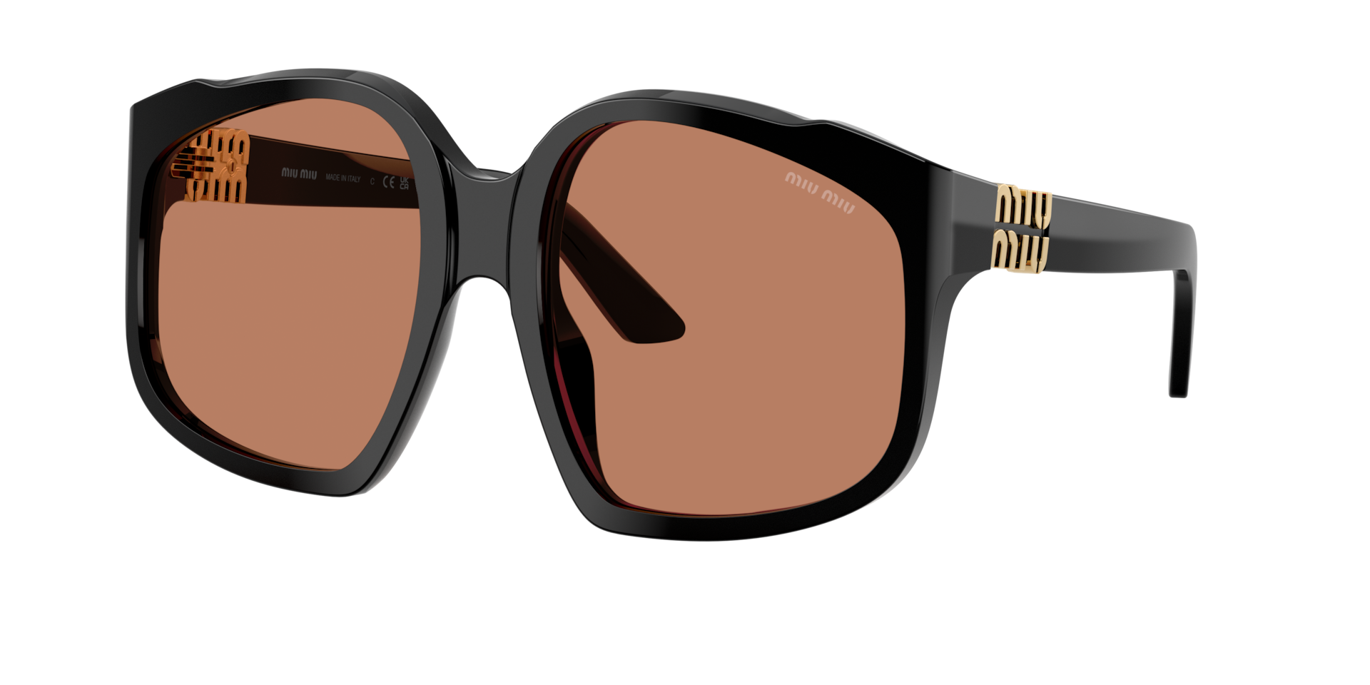 Miu Miu Woman Sunglass MU A07SF - Frame color: Black, Lens color: Brown