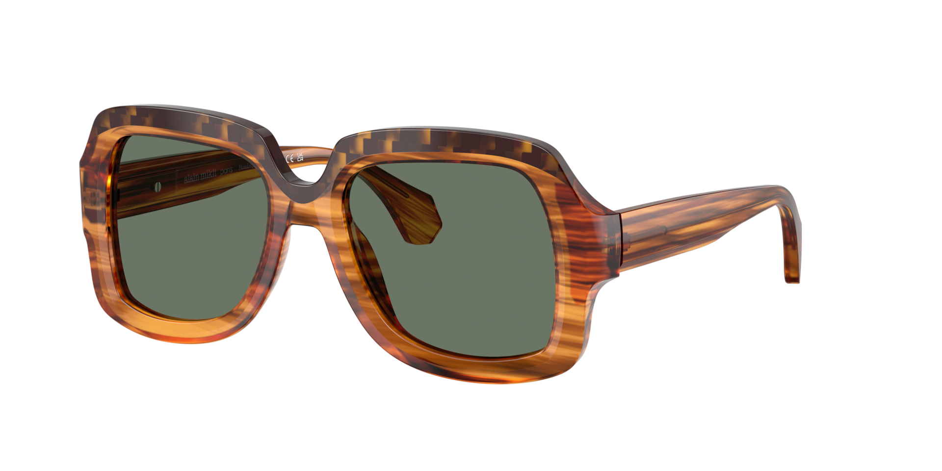 Alain Mikli Woman Sunglass A05516 -  Frame color: Havana Damier/Striped Havana, Lens color: Green