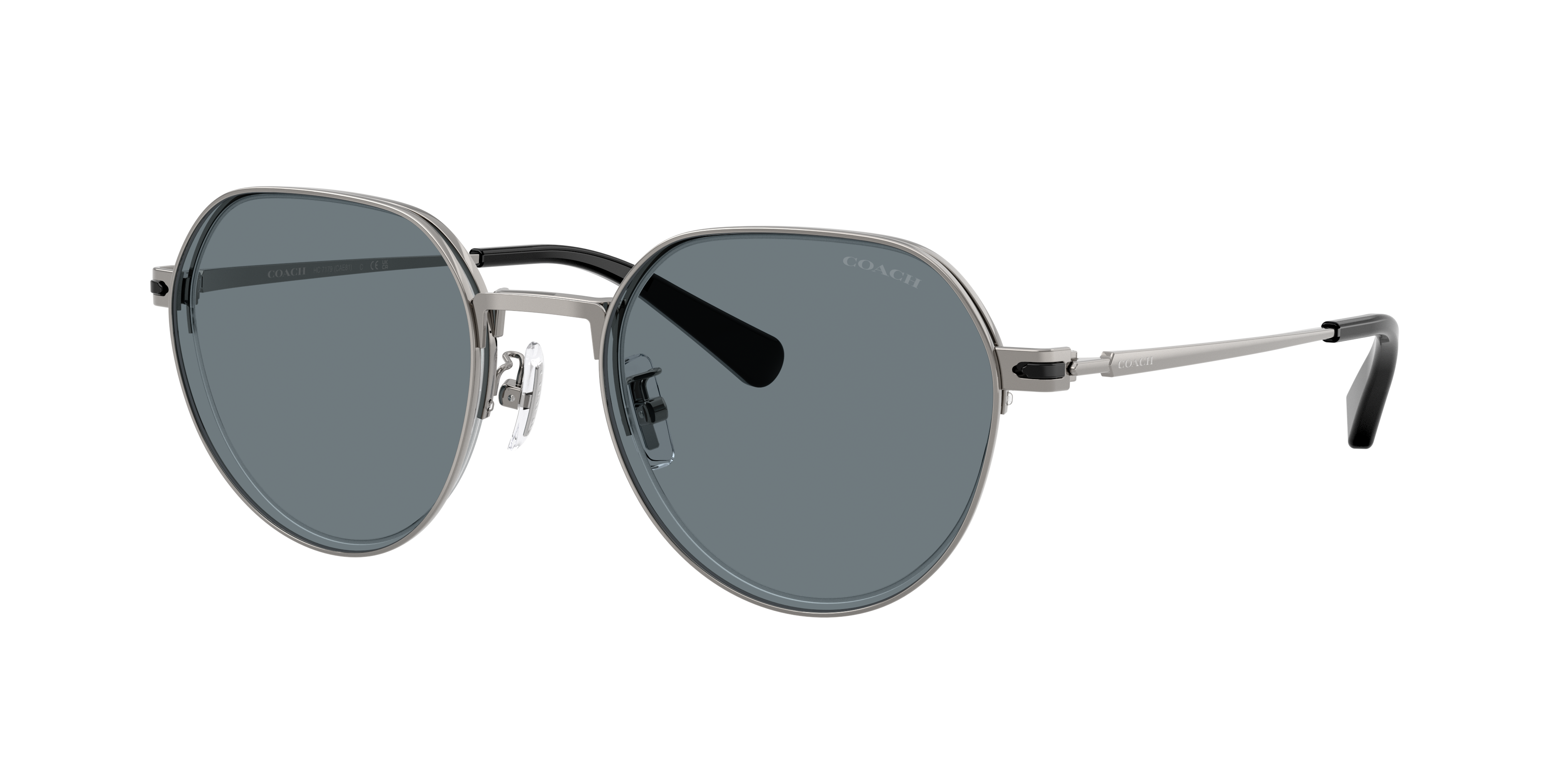 Coach Man Sunglass CAE81 -  Frame color: Shiny Gunmetal, Lens color: Grey Solid