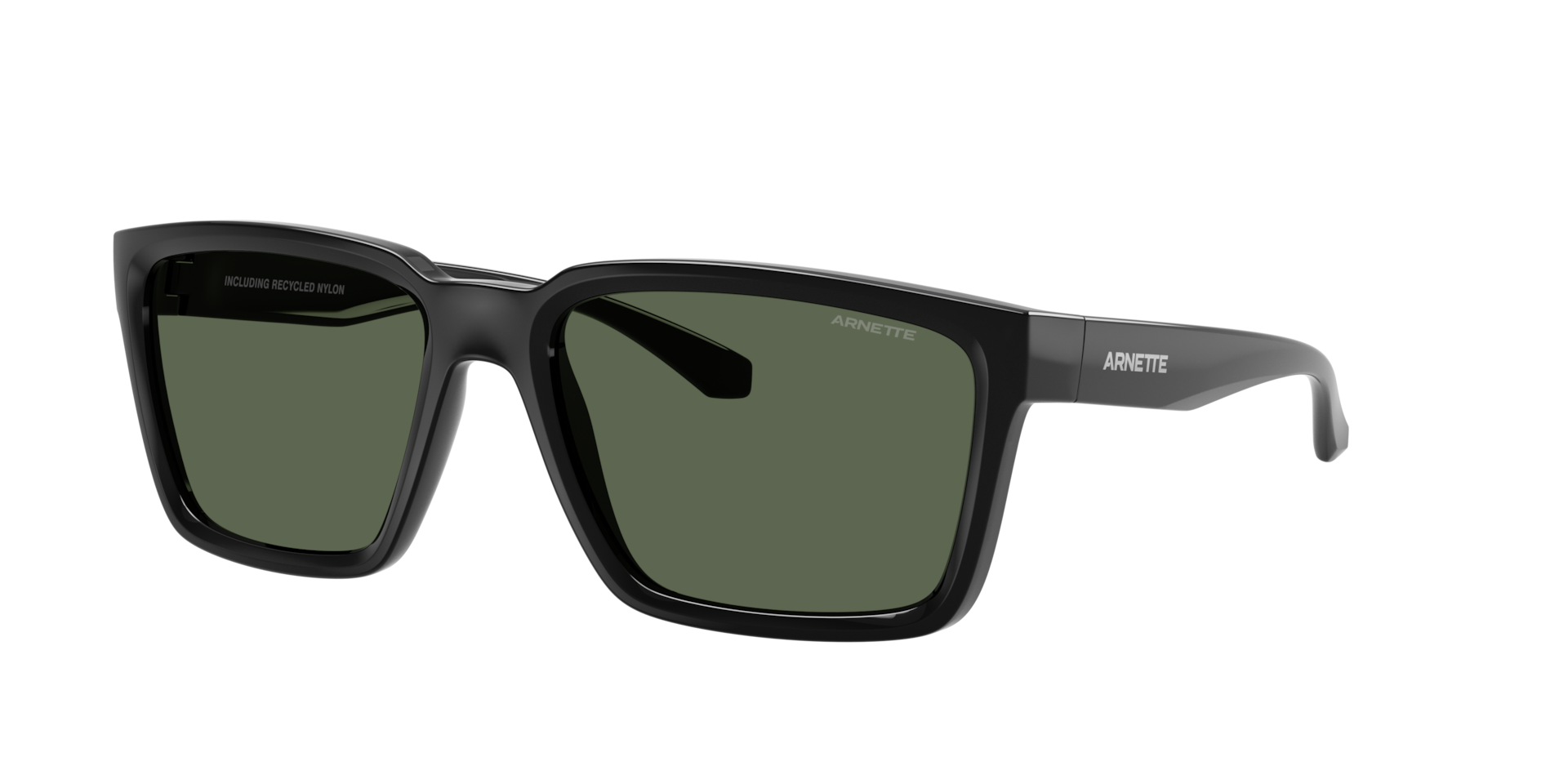 Arnette Mann Sunglass Plot Twist - Rahmenfarbe: Recycled Black, Linsenfarbe: Dunkelgrün