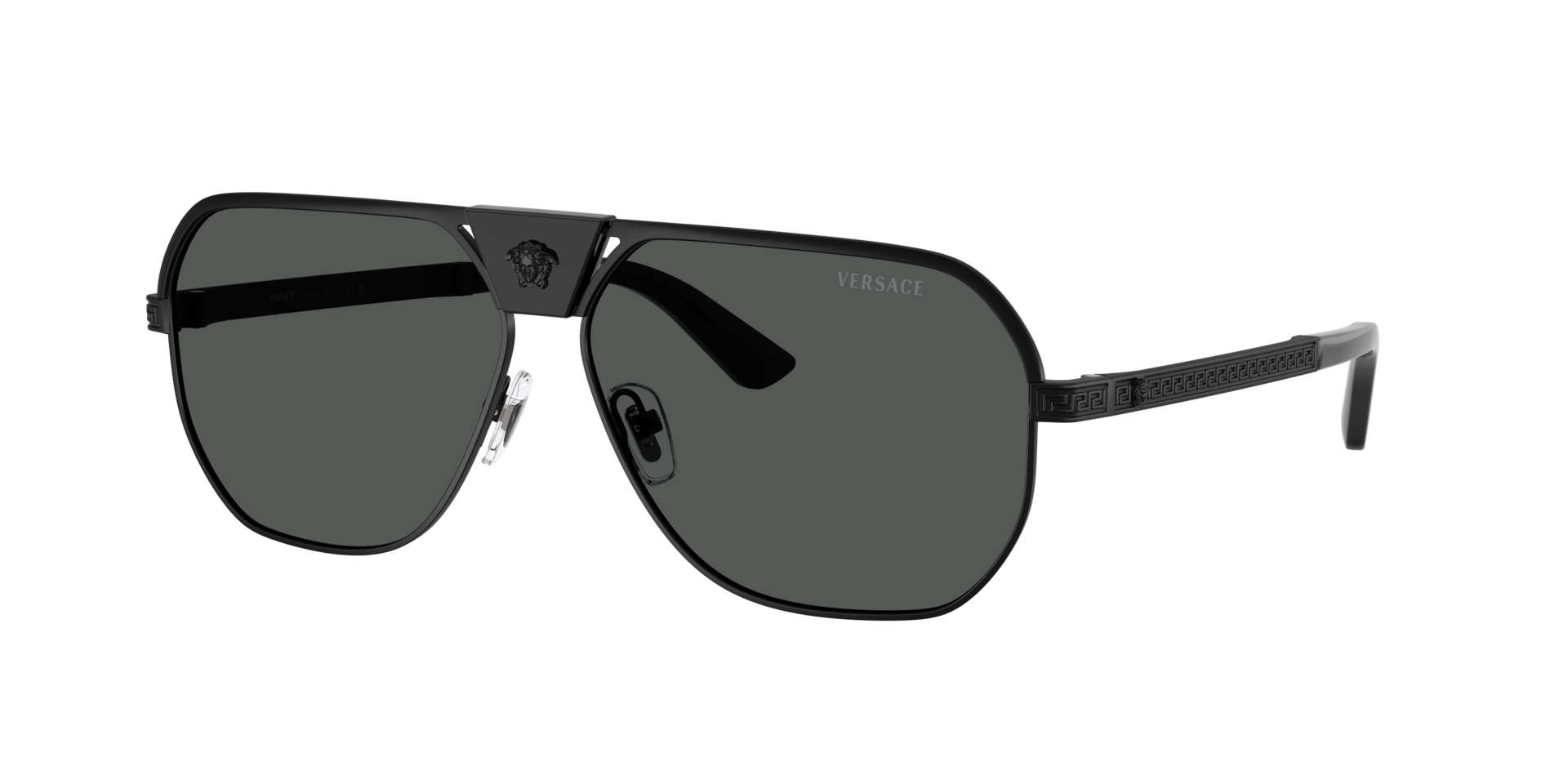 Versace Men's 0VE2294 Aviator Sunglasses - Black/Dark Grey - Image 3