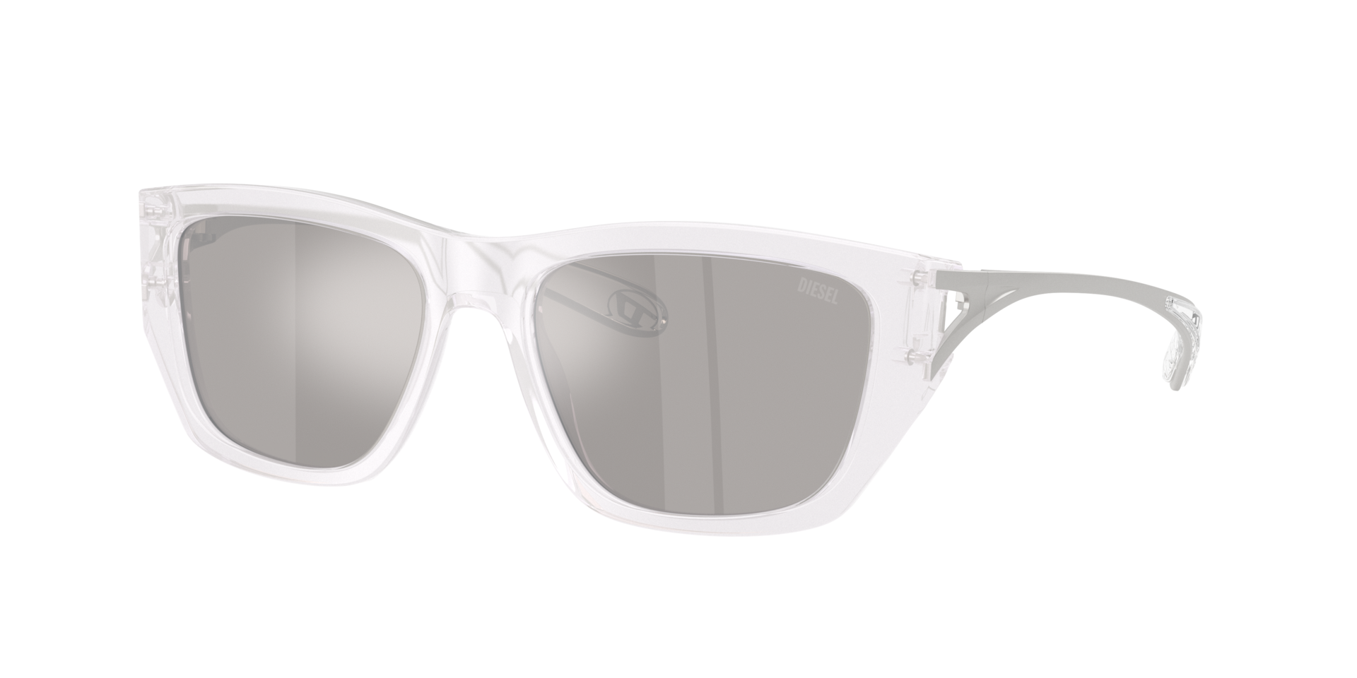 Diesel Unisex Sunglass DL2006 -  Frame color: Opal White, Lens color: Mirror Silver
