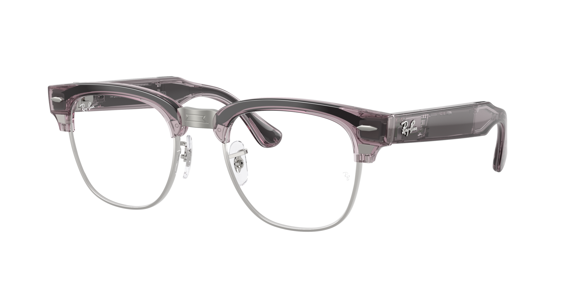 RayBan Unisex RayBan Meta Audio Clubmaster Frame color Transparent Orchid Lens color ClearRuby