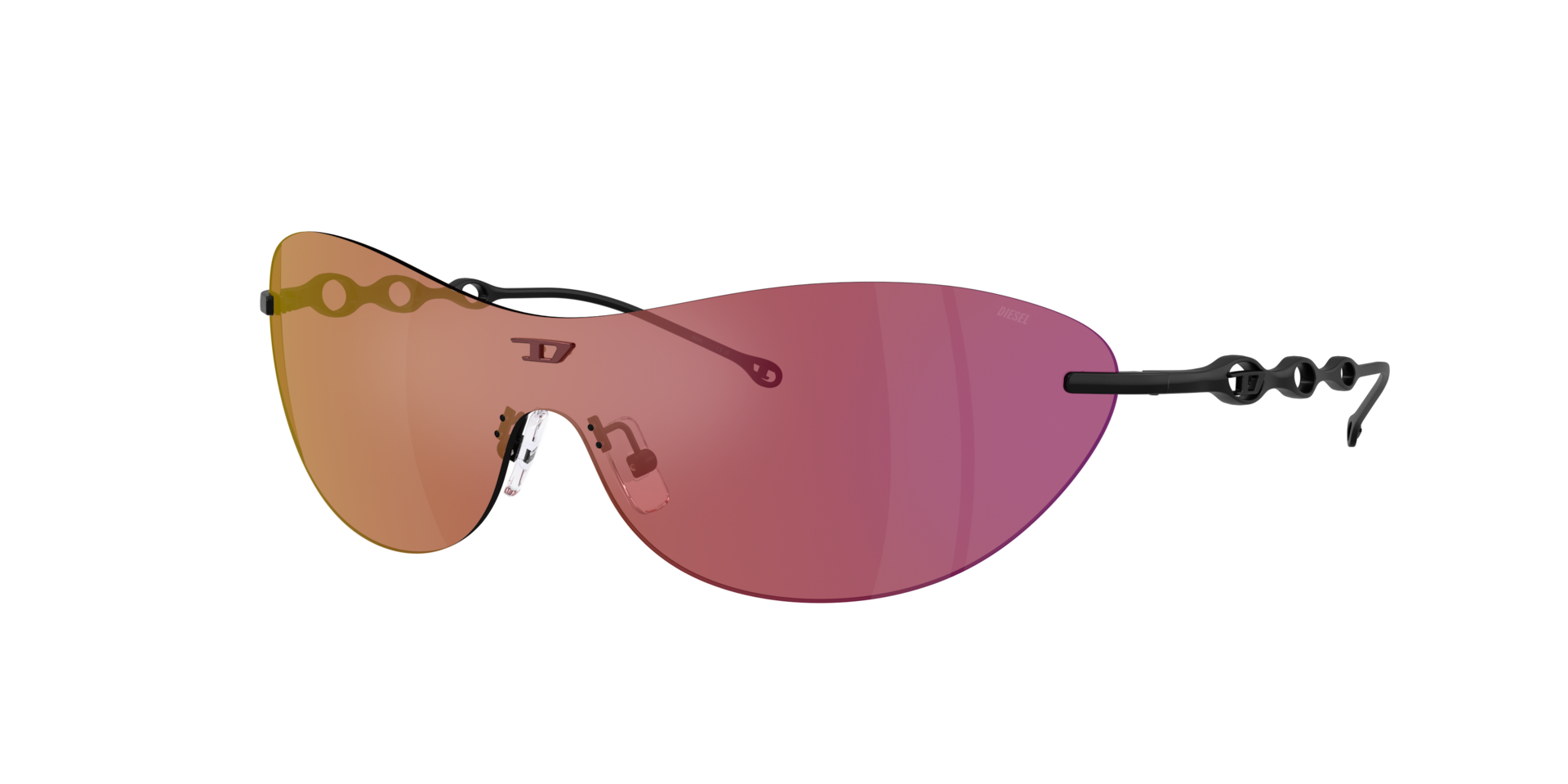 Diesel Unisex Violet Dl1006 109/D0 Sunglasses Metal Black Round Mirrored - Image 2