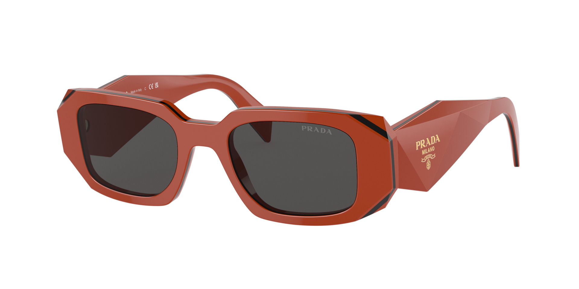Prada Woman Sunglass PR 17WS -  Frame color: Orange/Black, Lens color: Dark Grey