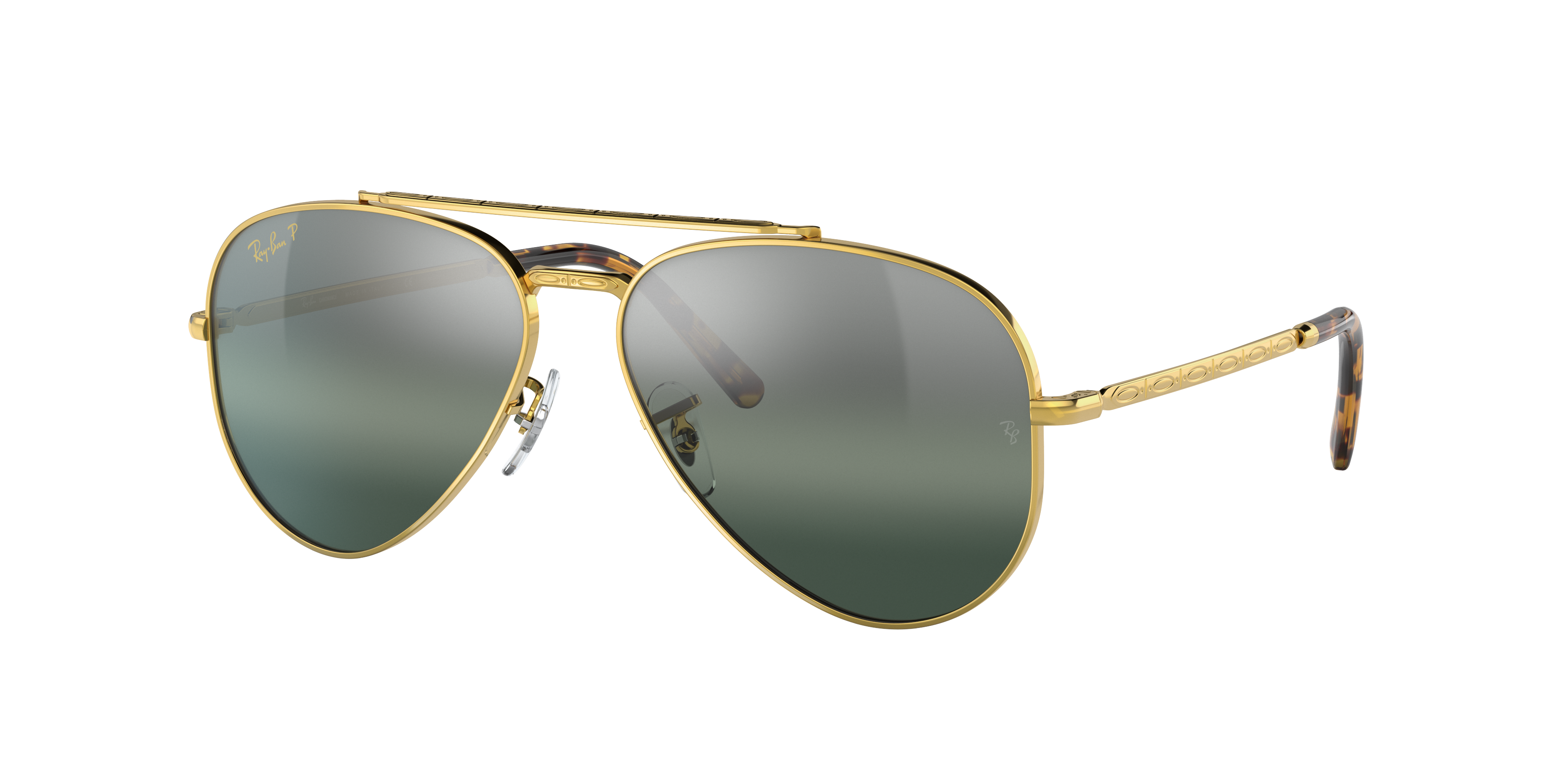 Ray-Ban Aviator サングラス ゴールドフレーム Ray-Ban New Aviator Polarized+ Lenses L (58 - 14) with Blue lenses
