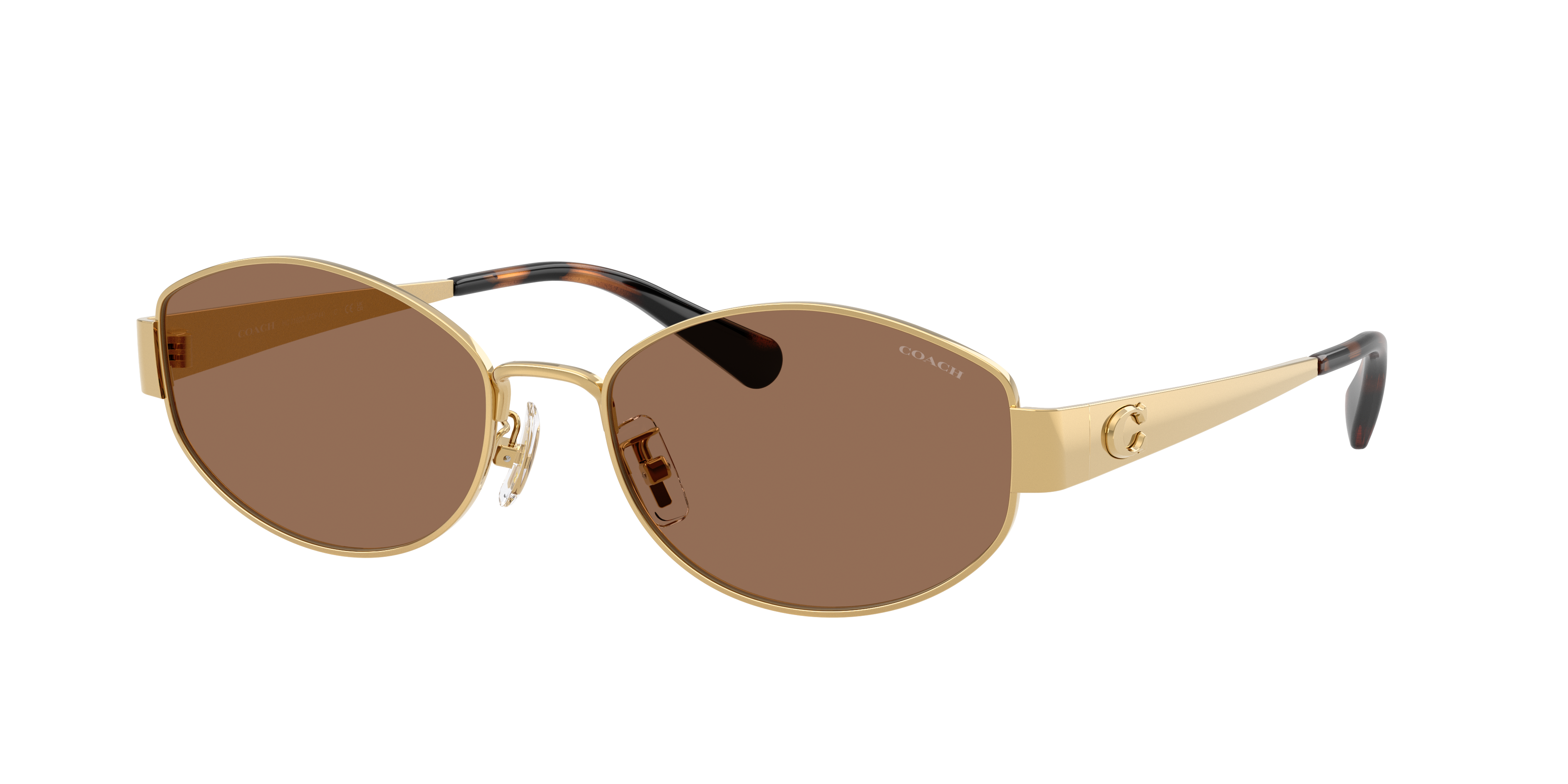 Coach Woman Sunglass CDP44 -  Frame color: Shiny Gold, Lens color: Dark Brown Solid