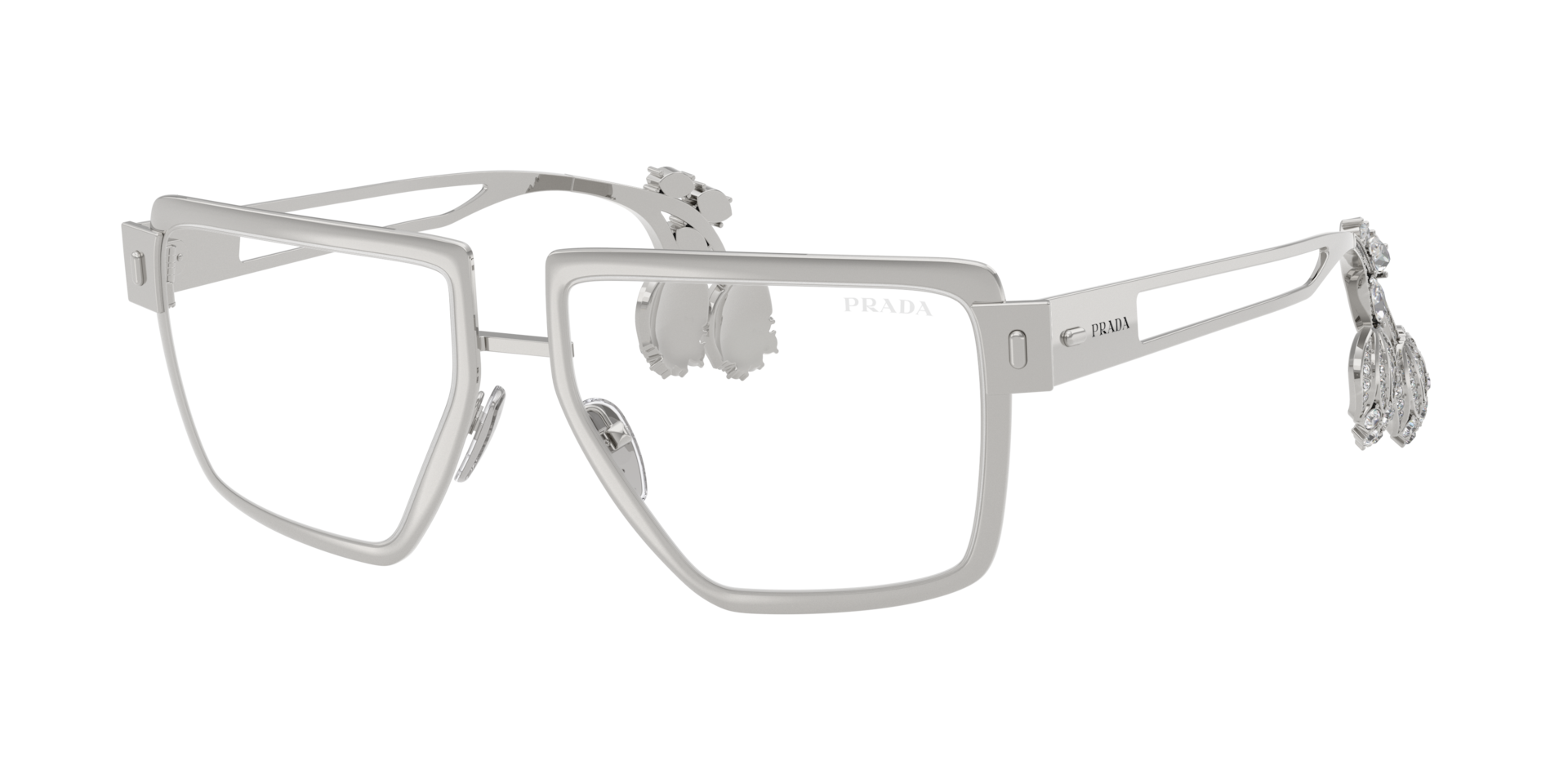 Prada Woman Sunglass PR D56S -  Frame color: Silver, Lens color: Clear Blue-Violet Light Filter