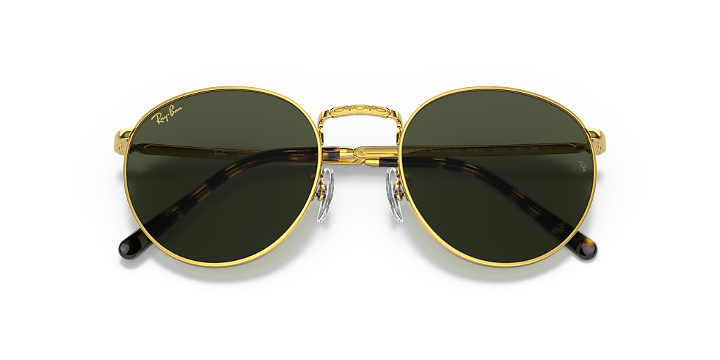 Ray-Ban ROUND L サングラス（ゴールドxイエロー系） Ray-Ban New Round XS (50 - 21) with Green lenses and Gold frame
