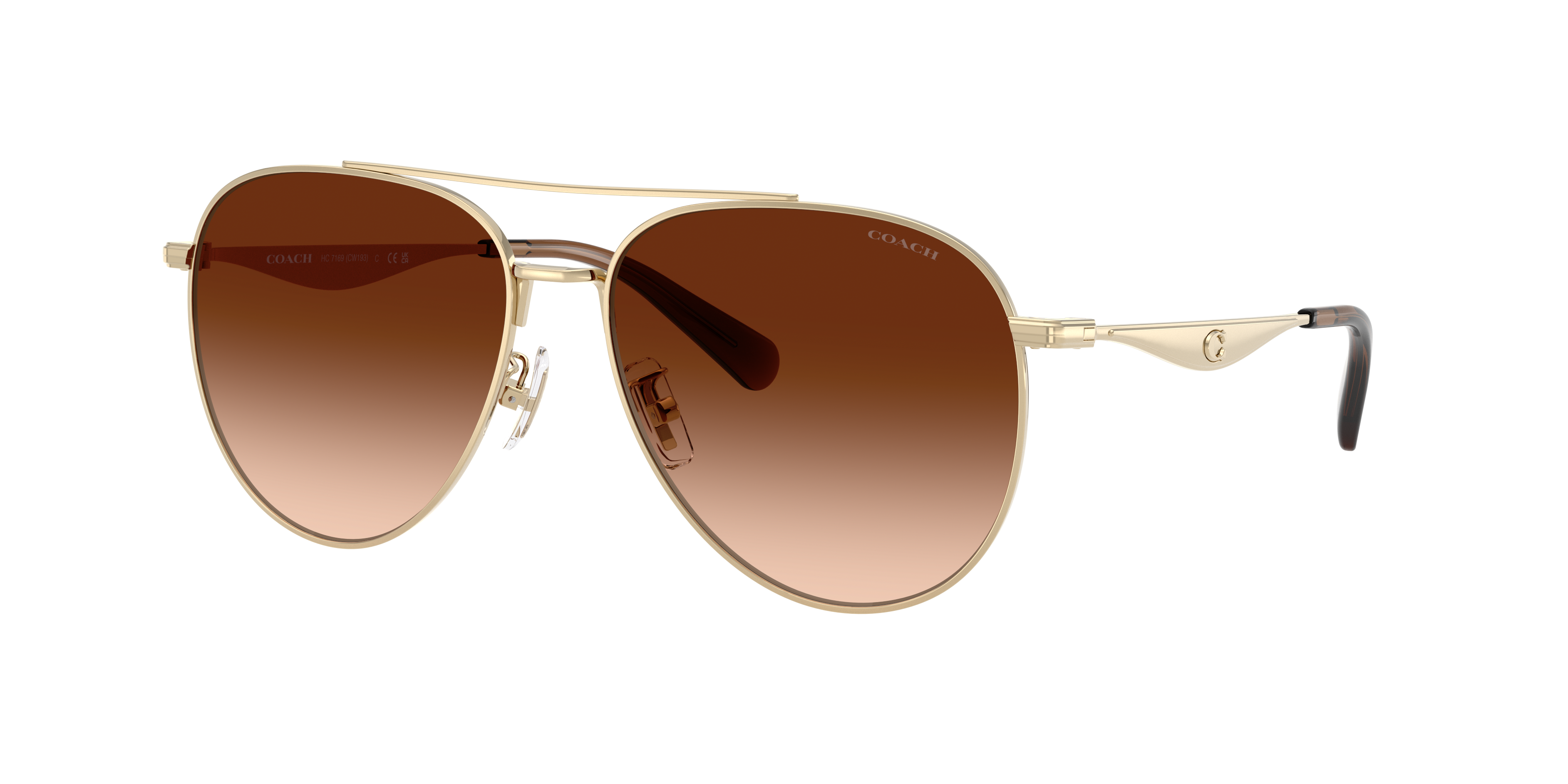 Coach Woman Sunglass CW193 -  Frame color: Shiny Light Gold, Lens color: Brown Gradient