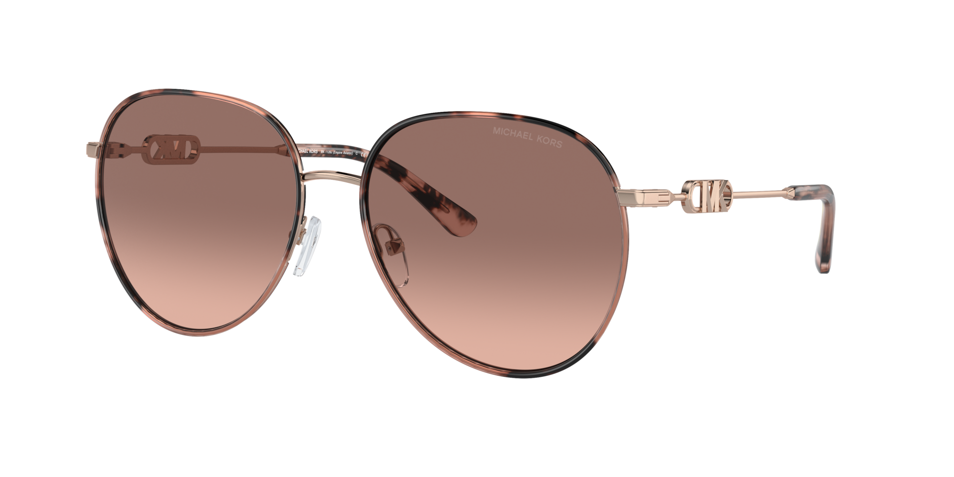 Michael Kors Femme Sunglass Empire - Couleur du Monture: Or rose/ Écaille de tortue Rose, Couleur de Lentille: Dégradé Rose Marron
