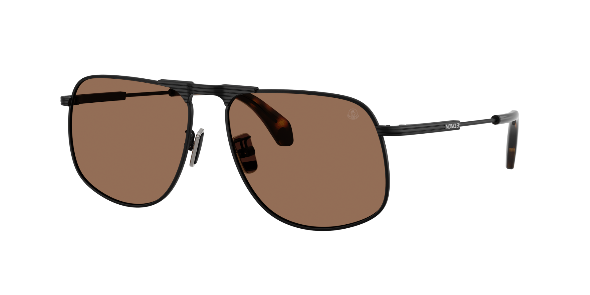 Moncler Unisex Sunglass Vitessa -  Frame color: Matte Black, Lens color: Solid Brown