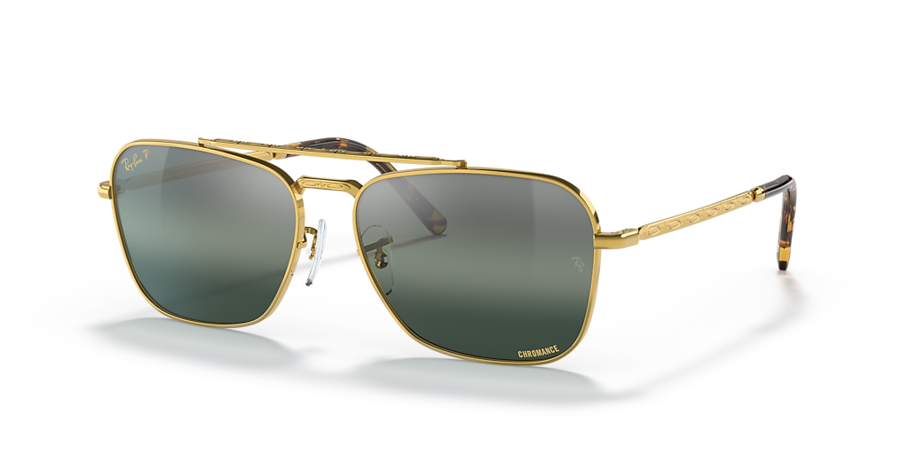 【希少】Ray-Ban NEW CARAVAN ゴールドフレーム　USA製 Ray-Ban New Caravan Polarized+ Lenses XL (58 - 15) com Lentes Azul