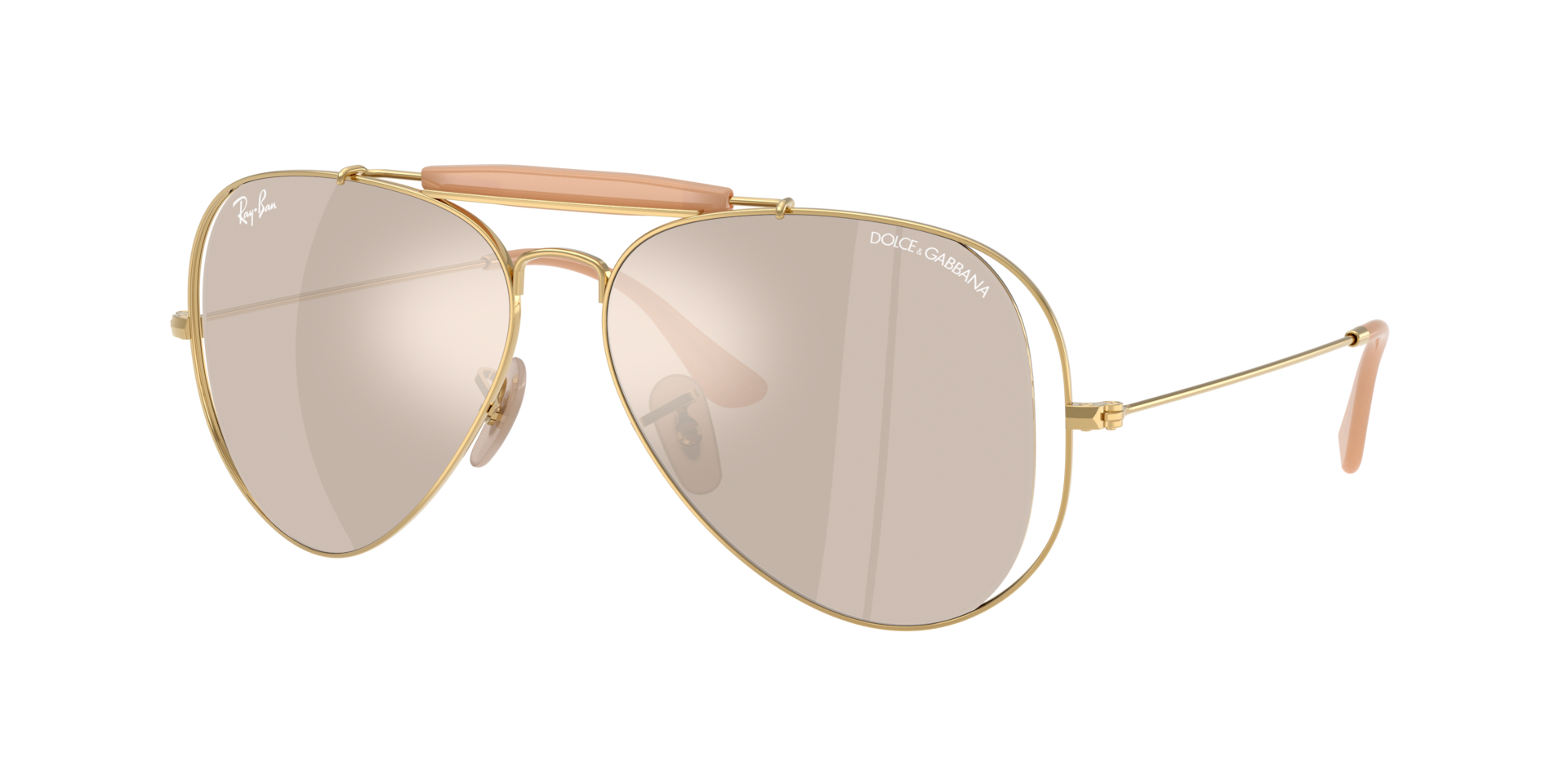 Ray-Ban Unisex Sunglass The Outdoorsman By Dolce&Gabbana -  Framekleur: Arista goud, Lenskleur: Helder gespiegeld witgoud