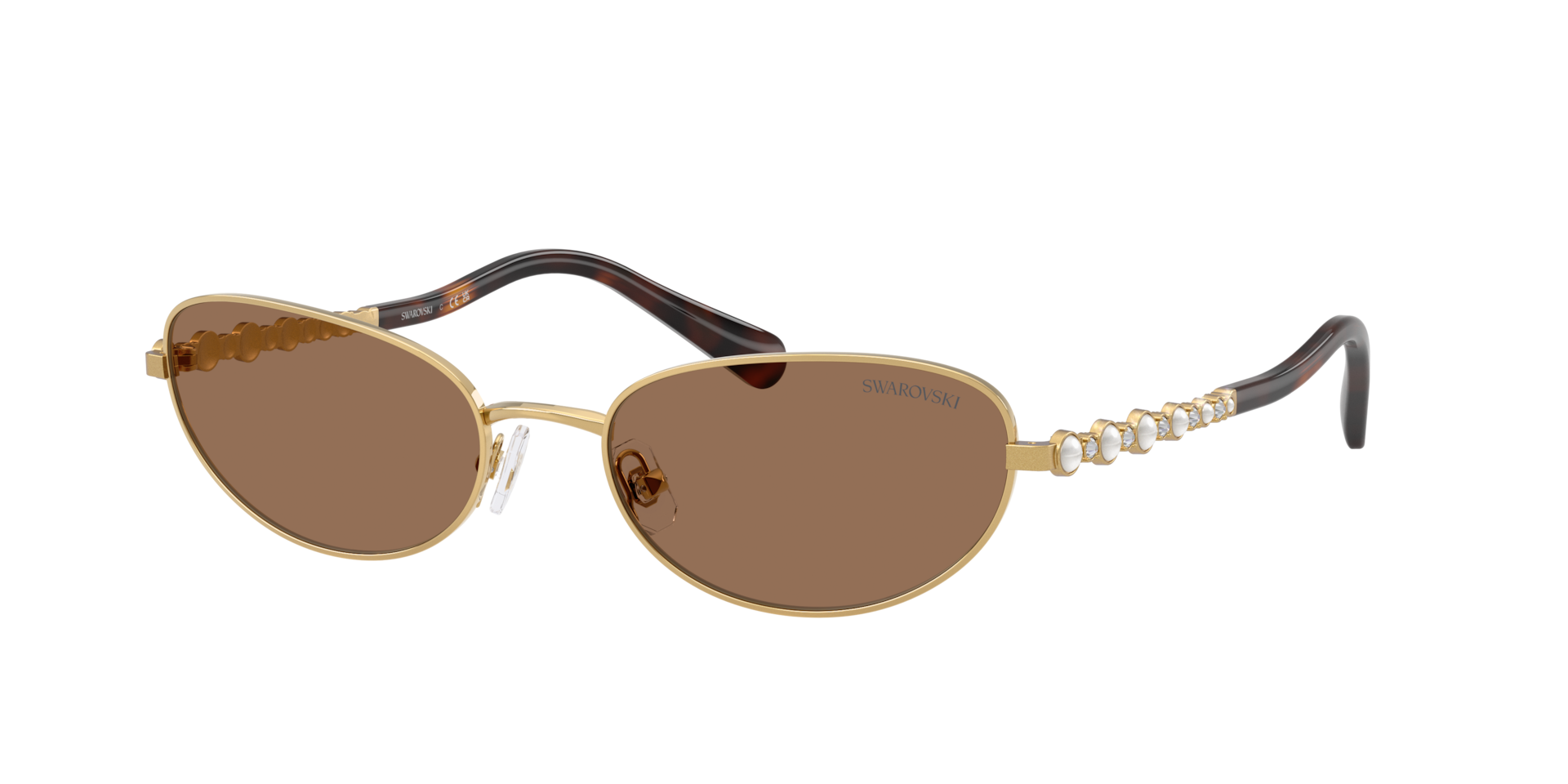 Swarovski Woman Sunglass SK7044 -  Frame color: Gold, Lens color: Dark Brown