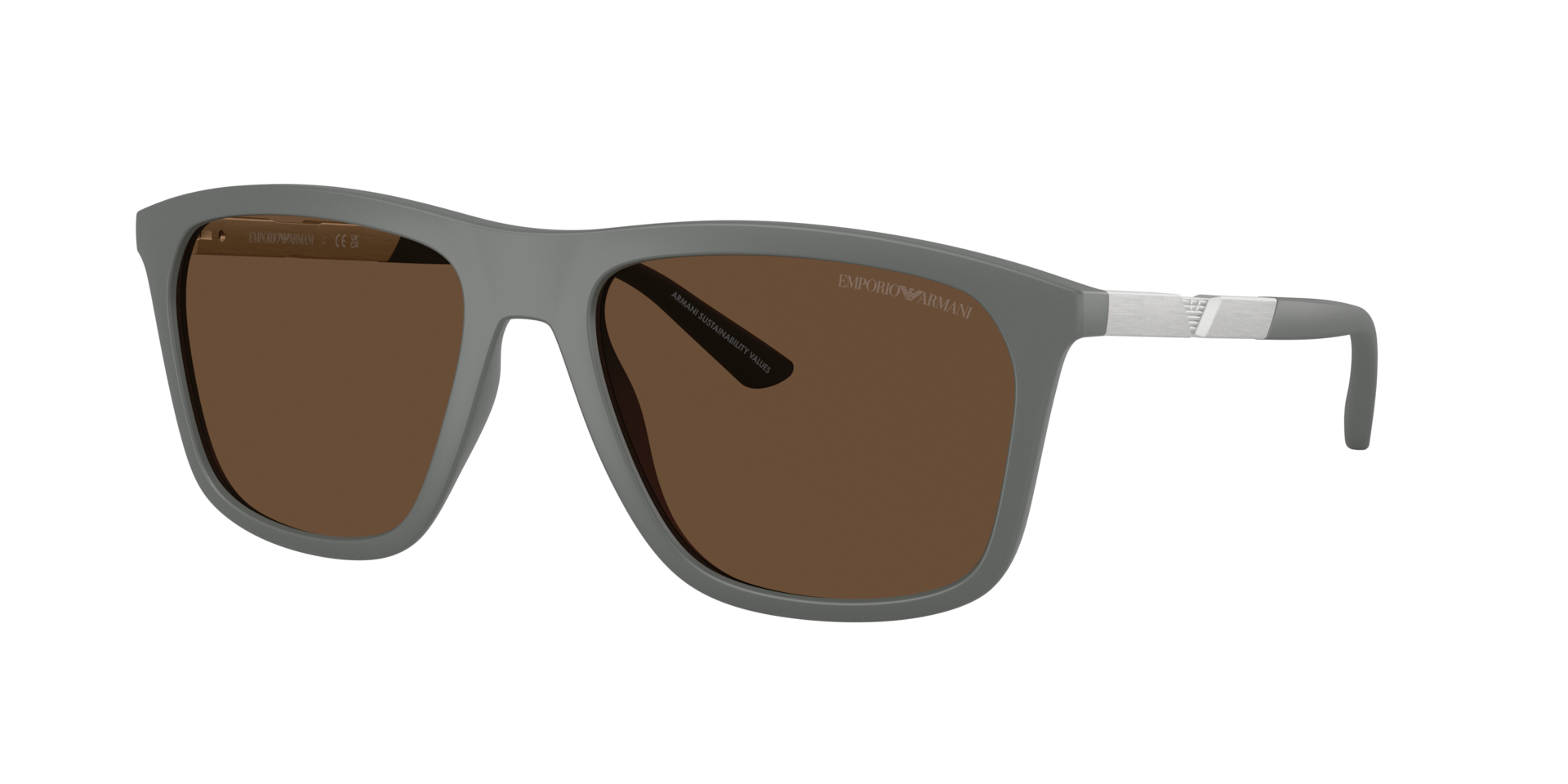 Emporio Armani Man Sunglass EA4237 -  Frame color: Matte Grey, Lens color: Dark Brown