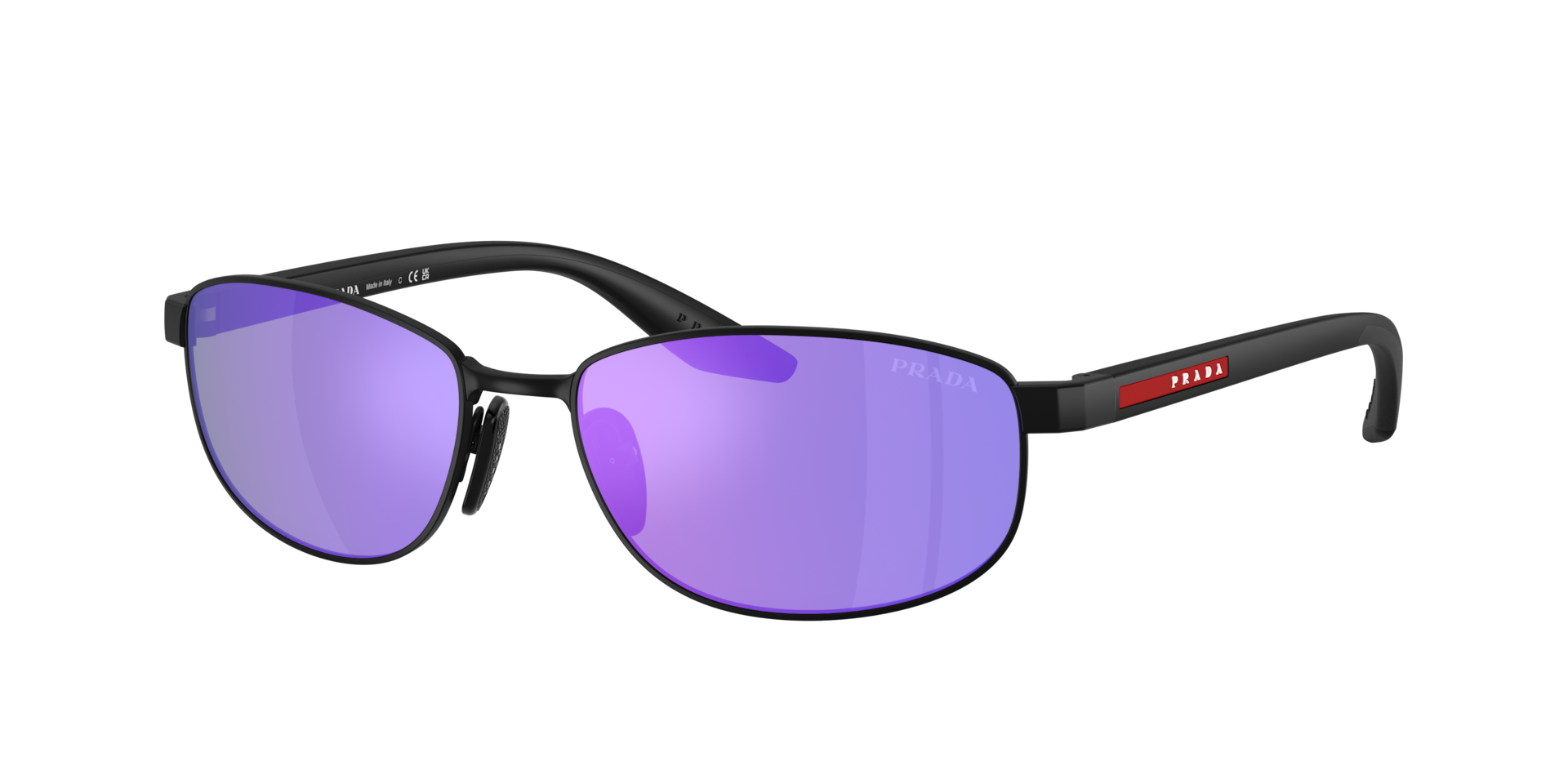 Prada Linea Rossa Man Sunglass PS B53S -  Frame color: Matte Black, Lens color: Violet/Green