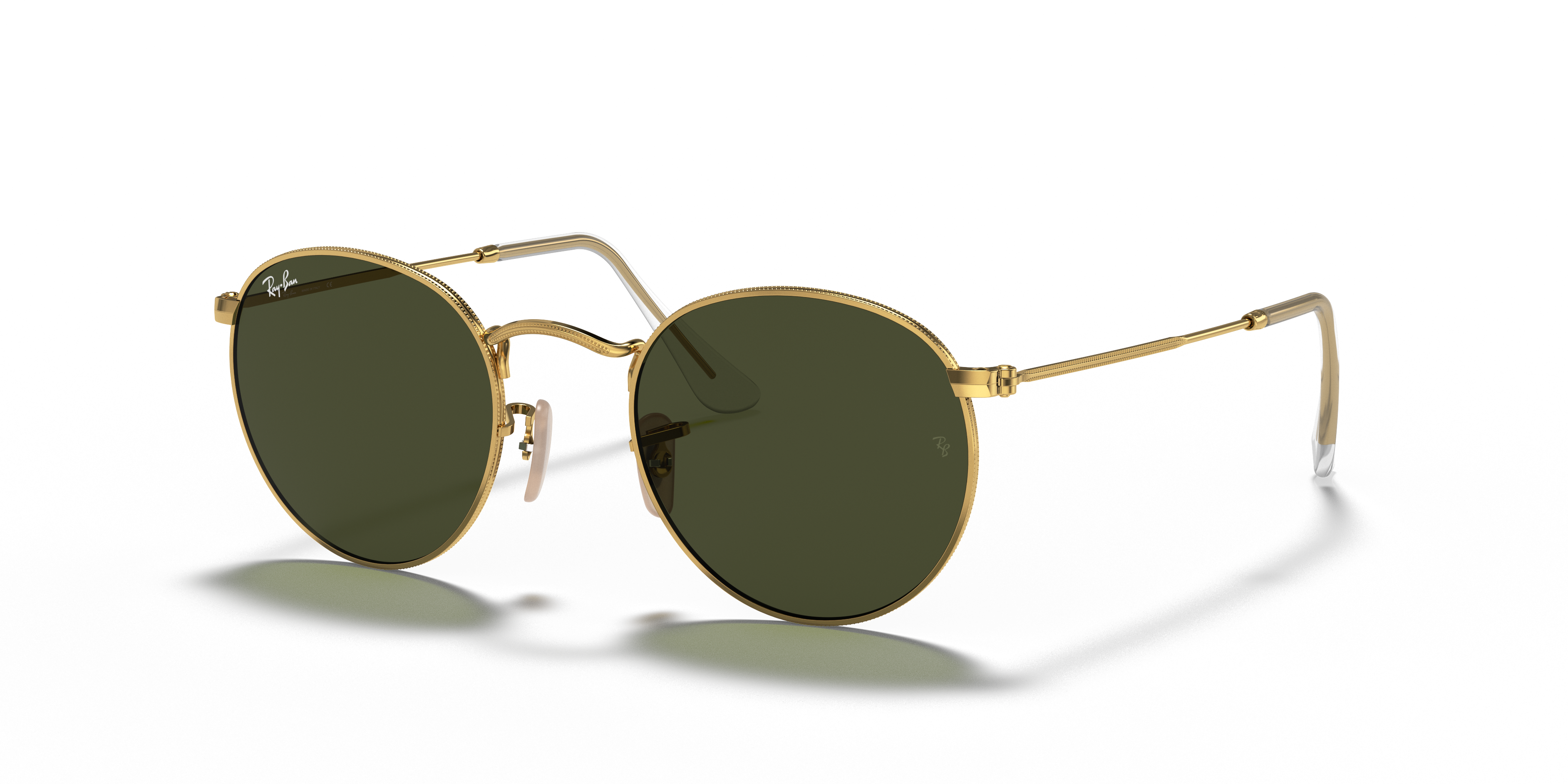 Ray-Ban Round Metal S (50 - 21) with Green lenses and Gold frame