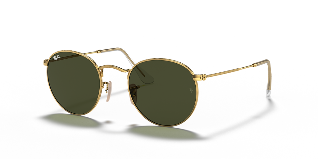 Ray-Ban Round Metal S (50 - 21) with Green lenses and Gold frame