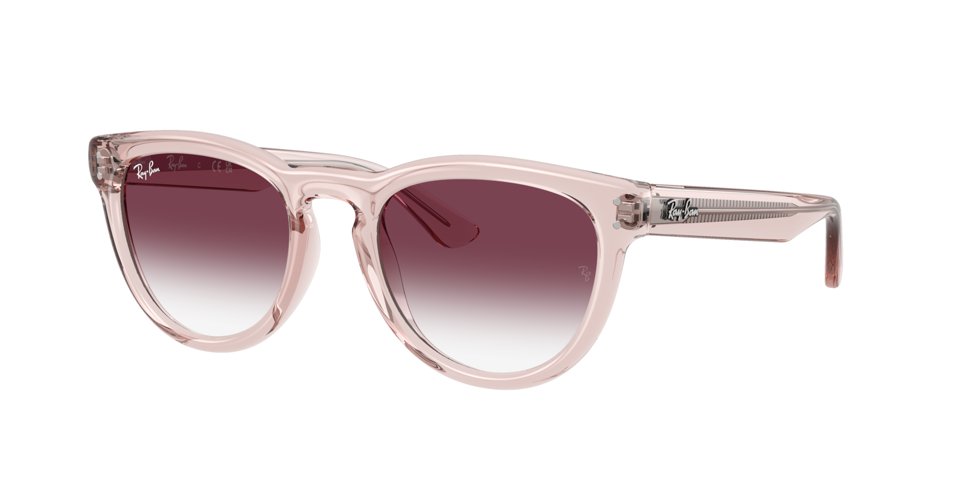Ray-Ban Unisex Sunglass RB2237 -  Framekleur: Transparant Roze, Lenskleur: Helder gradiënt donkerviolet