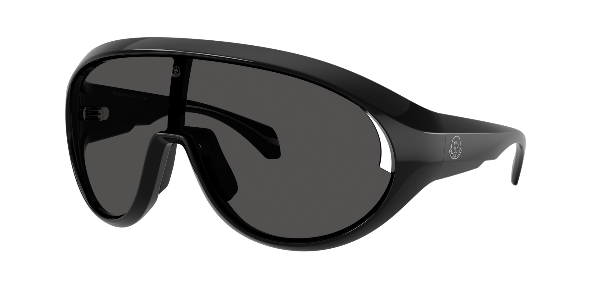 Moncler Unisex Sunglass CONTRAST - Rahmenfarbe: Schwarz glänzend, Linsenfarbe: Dunkelgrau einfarbig