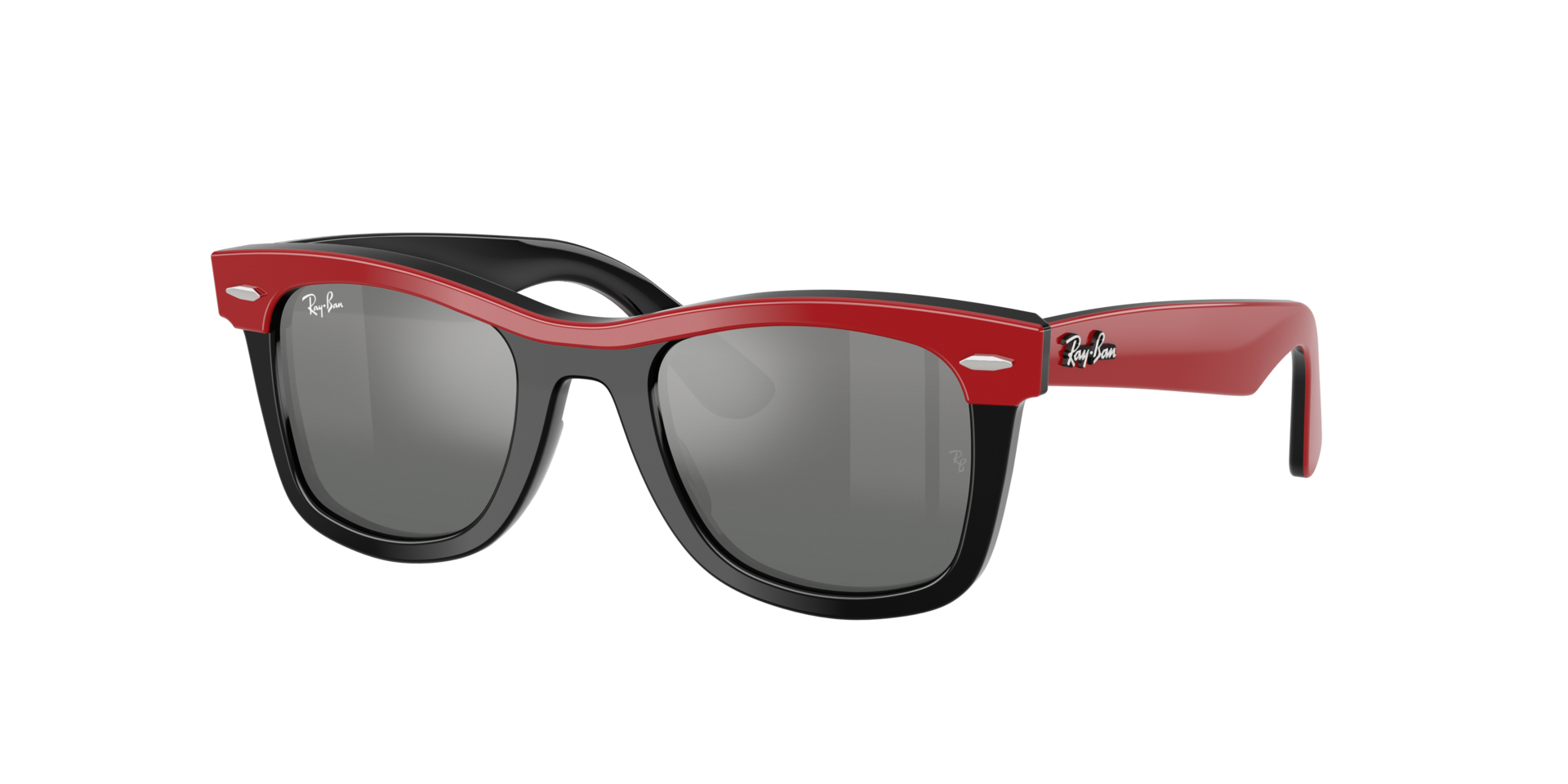 RAY-BAN Unisex Sunglasses RB9140SF Mini Street Neat  -  Frame color: Red & Black, Lens color: Grey Mirror Silver Gradient