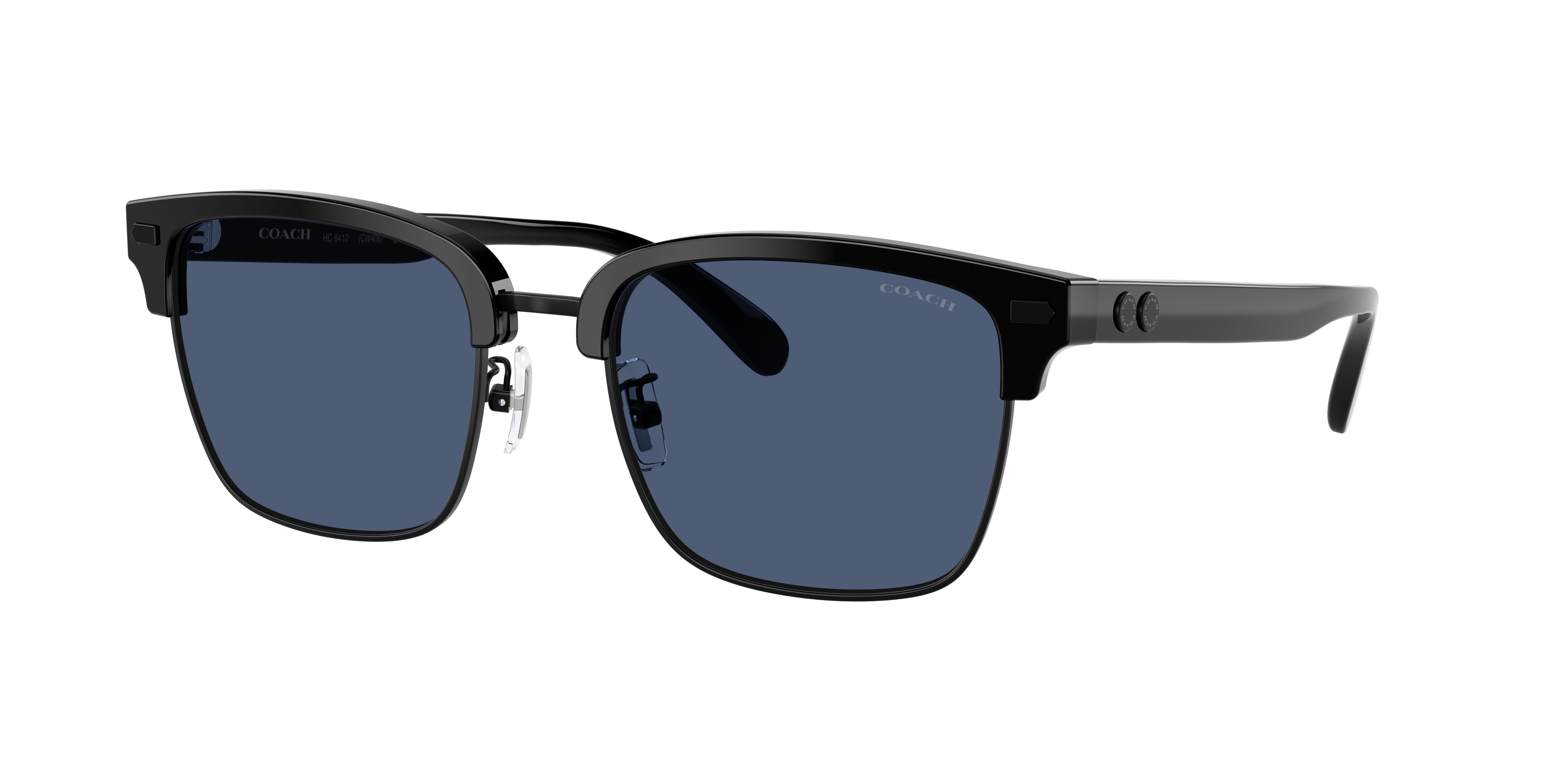 Coach Man Sunglass CW406 -  Frame color: Black, Lens color: Blue Solid