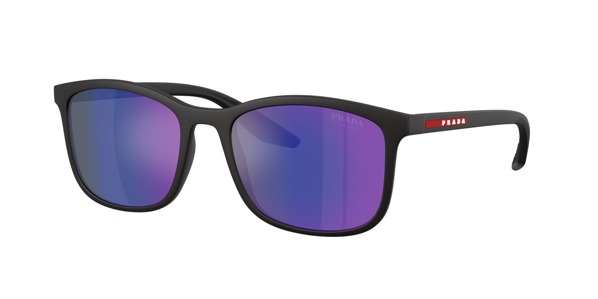 Prada Linea Rossa Mann Sunglass PS A08S - Rahmenfarbe: Matt Grau, Linsenfarbe: Dark Blue Mirror Violet