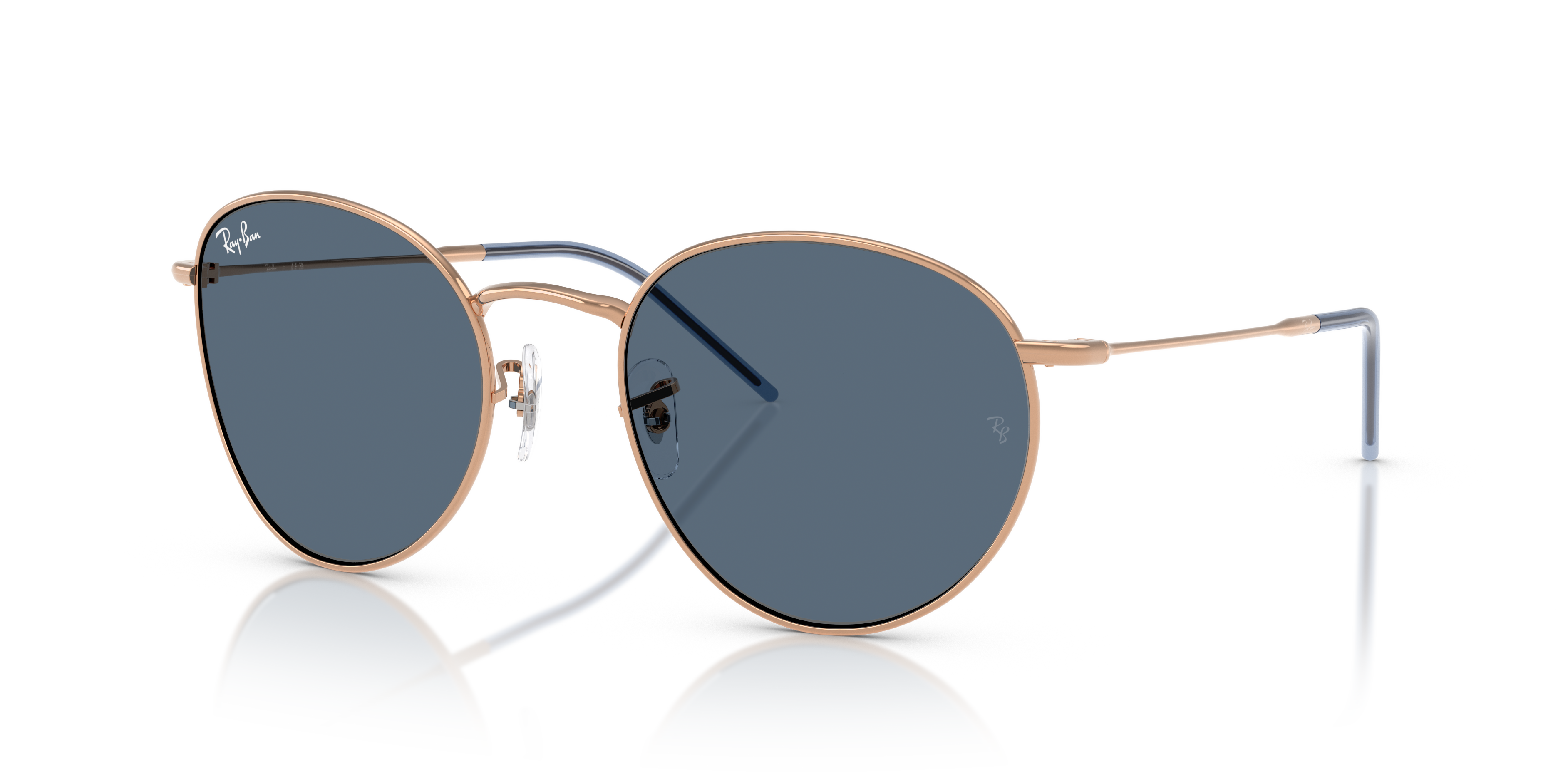 Ray-Ban Round Reverse XL (55 - 21) with Blue lenses and Gold frame