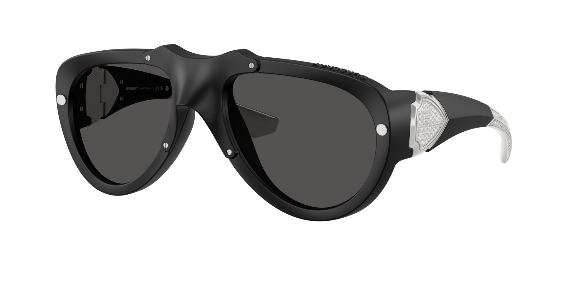 Burberry Unisex Sunglass BE4433BU -  Frame color: Black Rubber, Lens color: Dark Grey