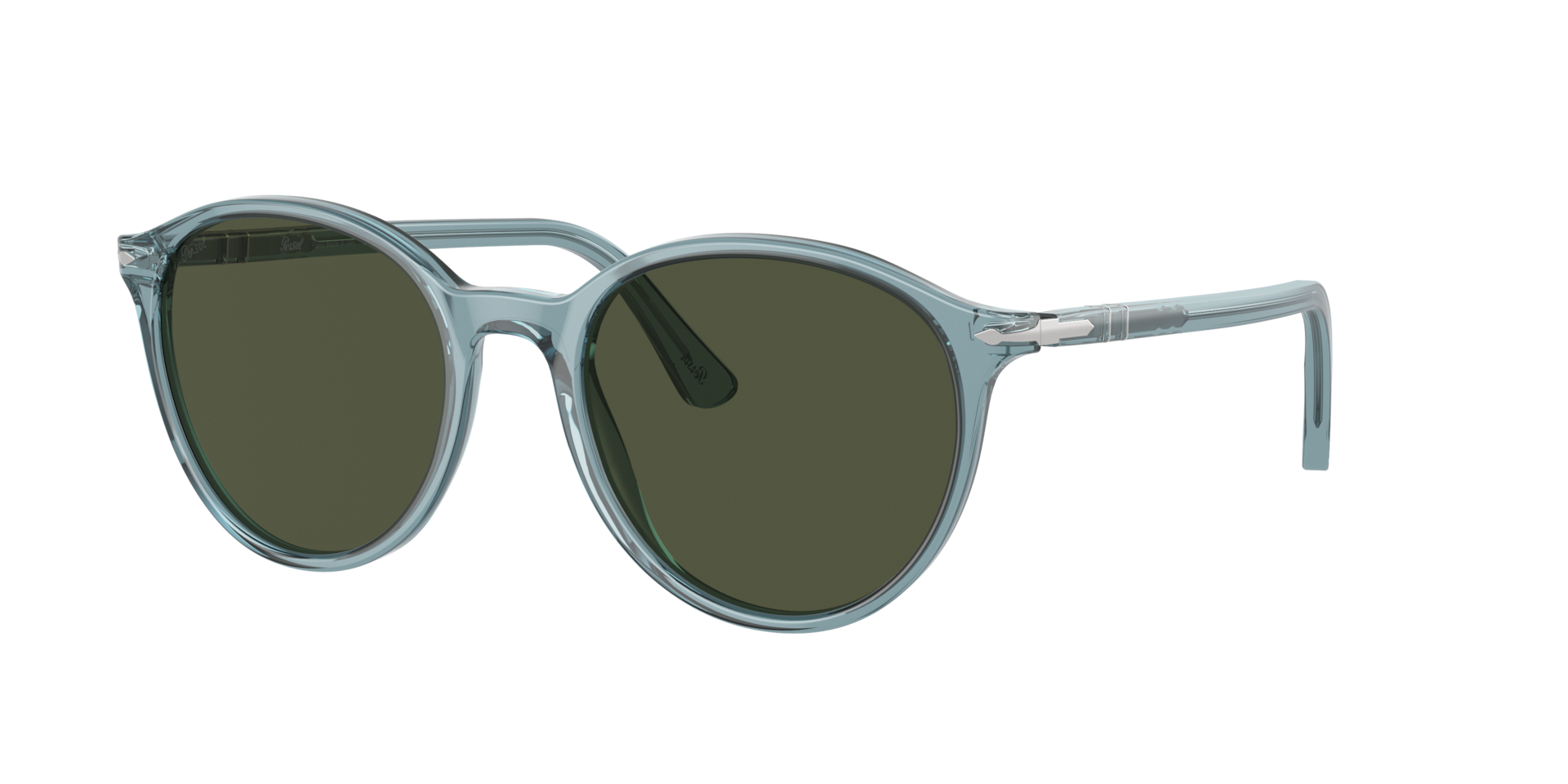 Persol Unisex Sunglass PO3350S -  Frame color: Transparent Blue, Lens color: Green