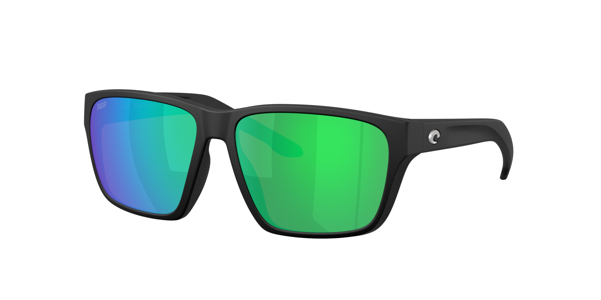 Costa Del Mar Next Gen Rizzler Men's Netplus Black Frame Green Mirror 580P Polarized Lens Sunglasses 06S9141-91410355