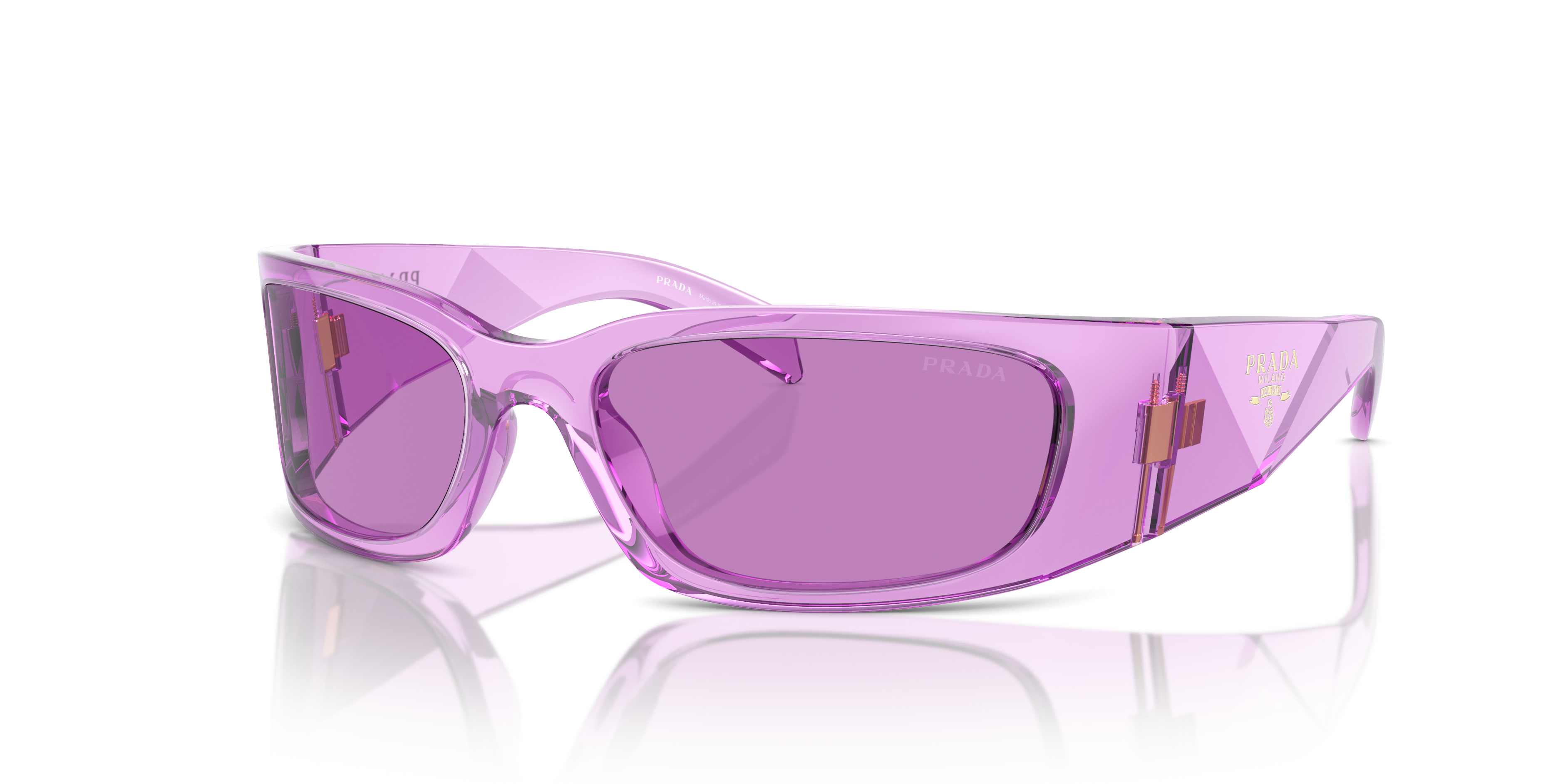 Prada PR A14S L (60 - 18) with Violet lenses and Transparent frame