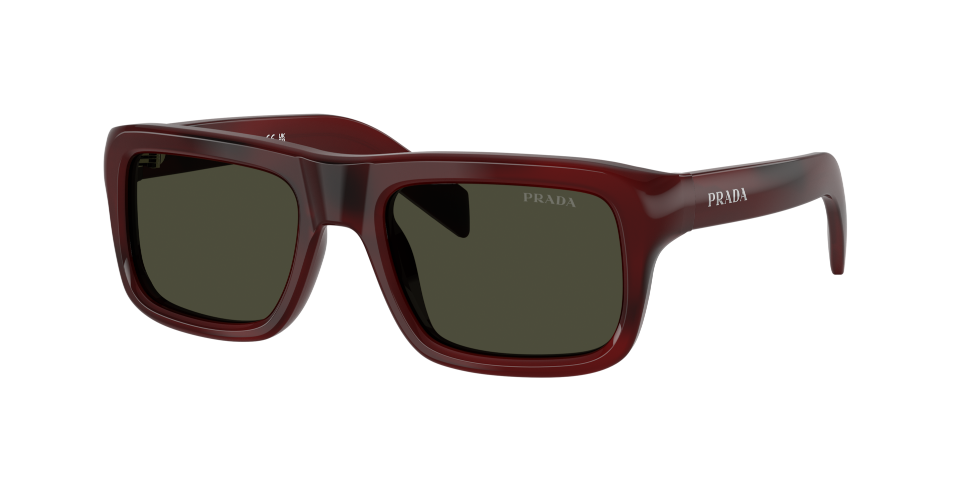 Prada Man Sunglass PR D11S -  Frame color: Pomegranate Tortoise, Lens color: Dark Green