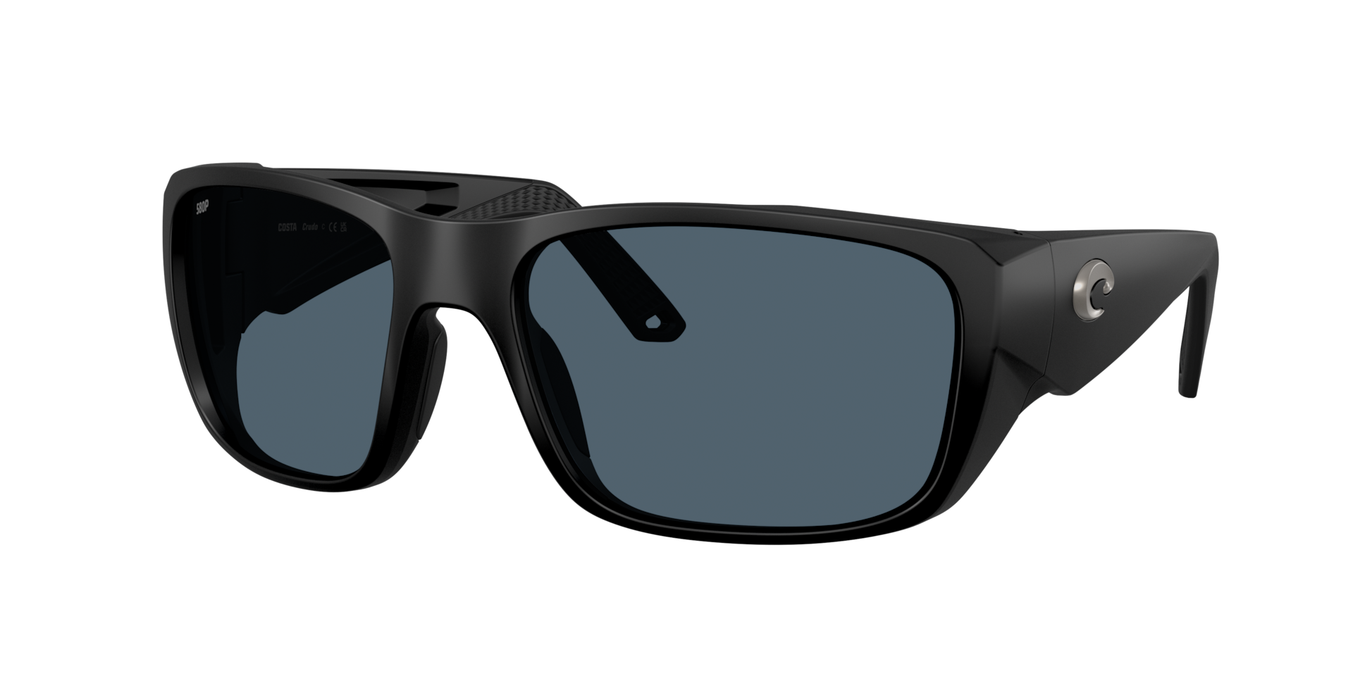 Costa Del Mar Performance Crudo Men's Matte Black XXL Frame Gray 580P Polarized Lens Sunglasses 06S9136-91360164