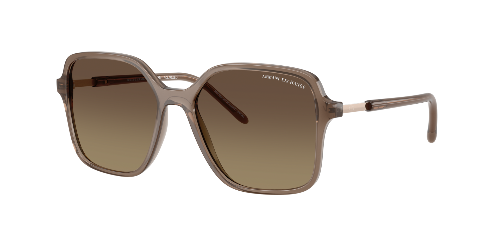Armani Exchange Femme Sunglass AX4163S - Couleur du Monture Marron opaline brillant Couleur de Lentille Marron dgrad Jaune 120 €