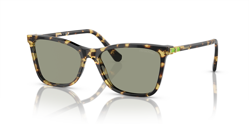WS ラフィー sp BGS10 PRISTINE Swarovski SK6004 M (55 - 16) com Lentes Verde e Armação Tartaruga