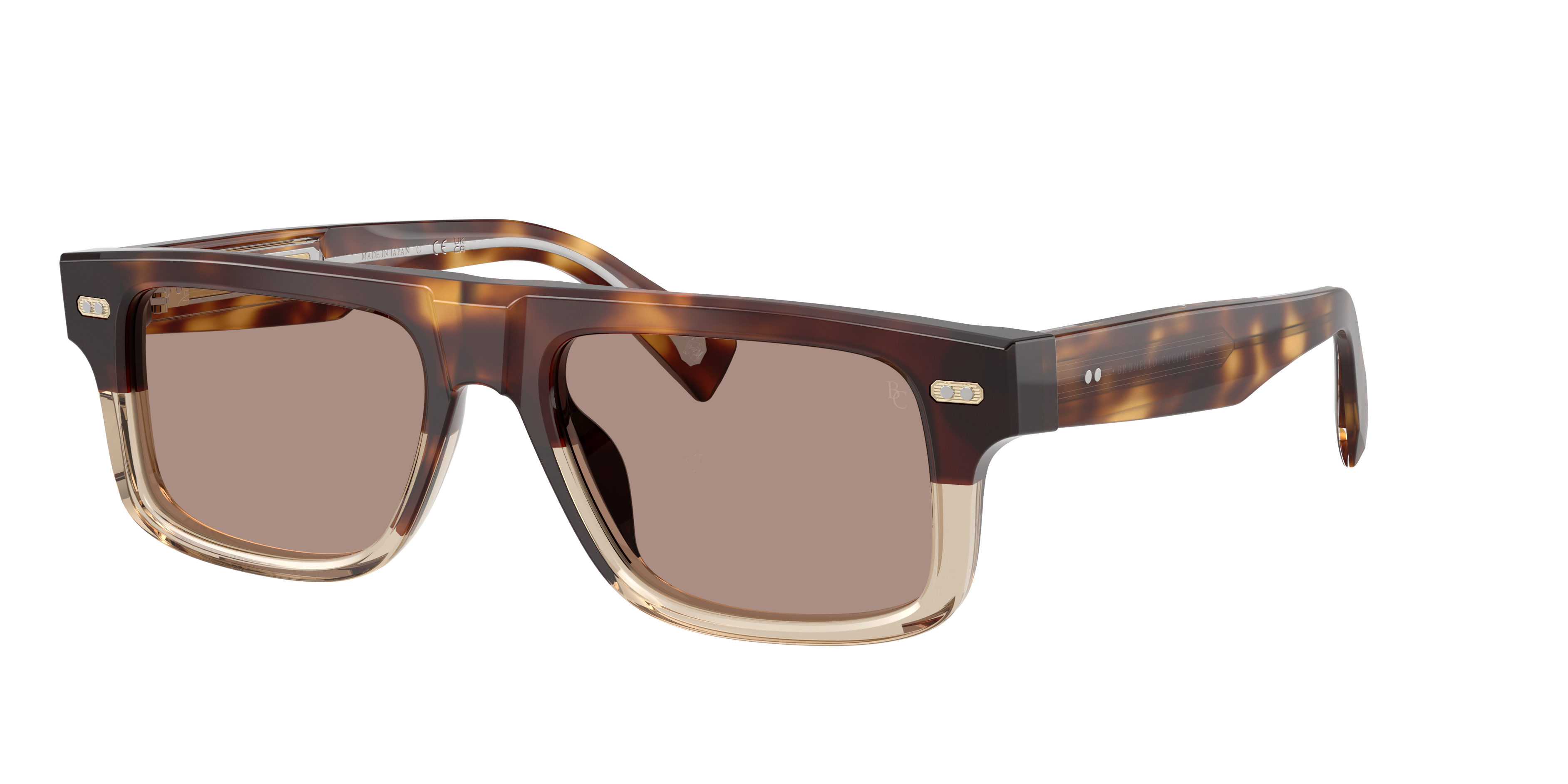 Brunello Cucinelli Man Sunglass BC4028S -  Frame color: Havana Borgo/Crystal, Lens color: Uva