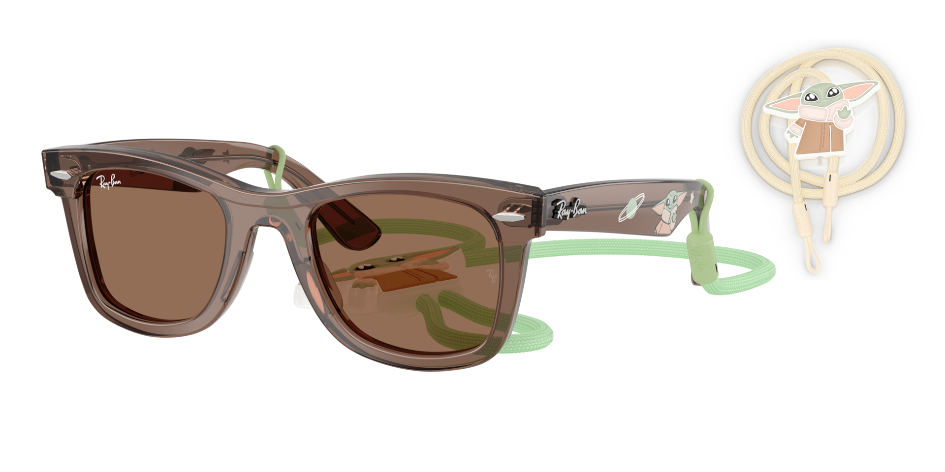 Ray-Ban Unisex Sunglass Ray-Ban Star Wars™ – Grogu Mini Street Neat -  Framekleur: Transparant bruin, Lenskleur: Donkerbruin