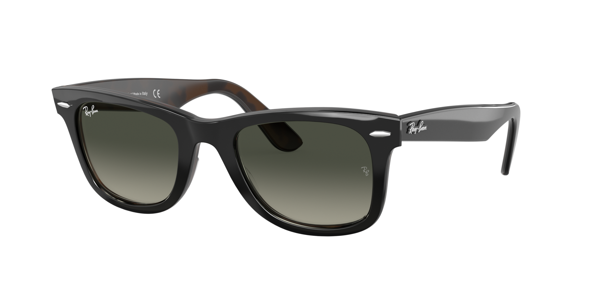 RAY-BAN Unisex Sunglasses Original Wayfarer Color Mix - Frame color: Grey On Havana, Lens color: Grey Gradient