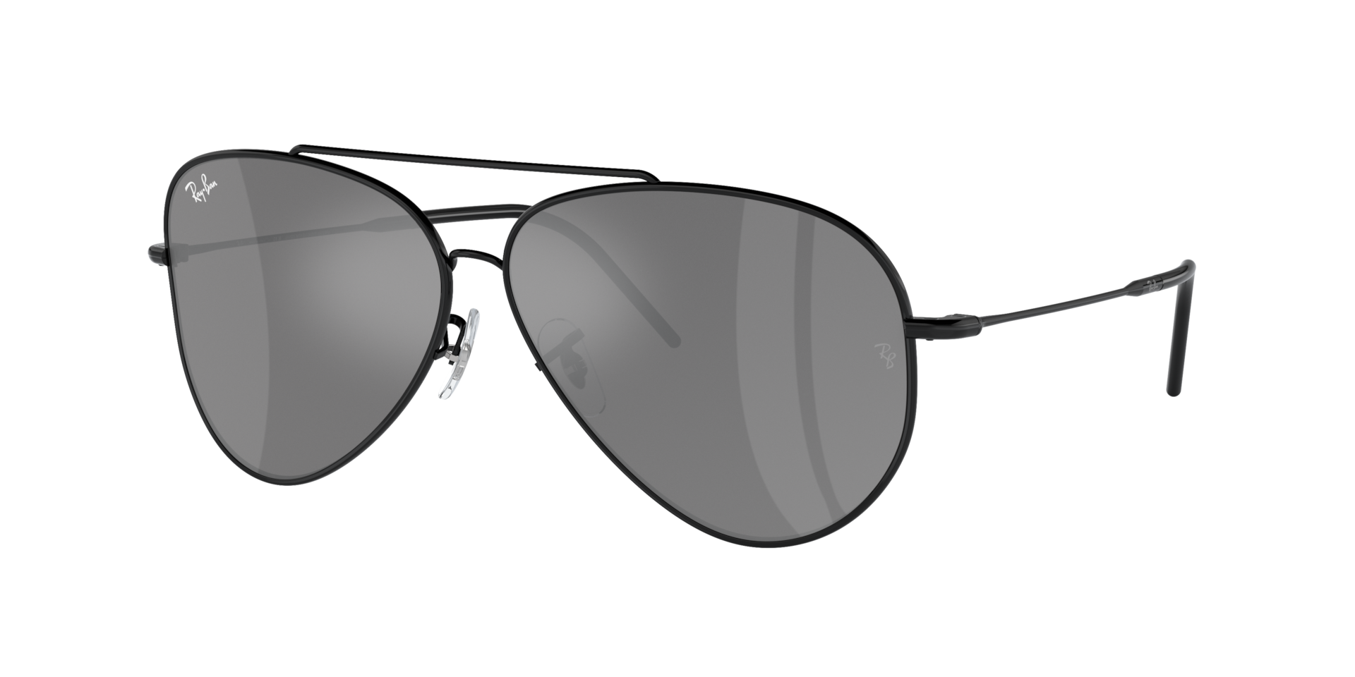 Ray-Ban Unisex Sunglass Aviator Reverse -  Frame color: Black, Lens color: Silver