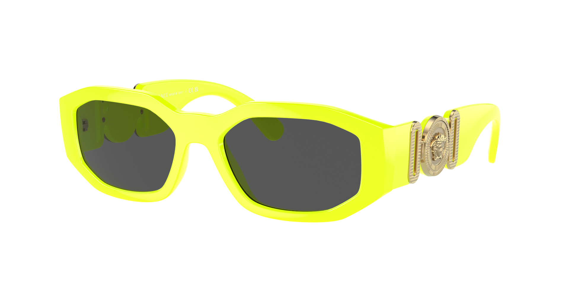 Versace Mann Sunglass Biggie - Rahmenfarbe: Gelb Fluo, Linsenfarbe: Dunkelgrau