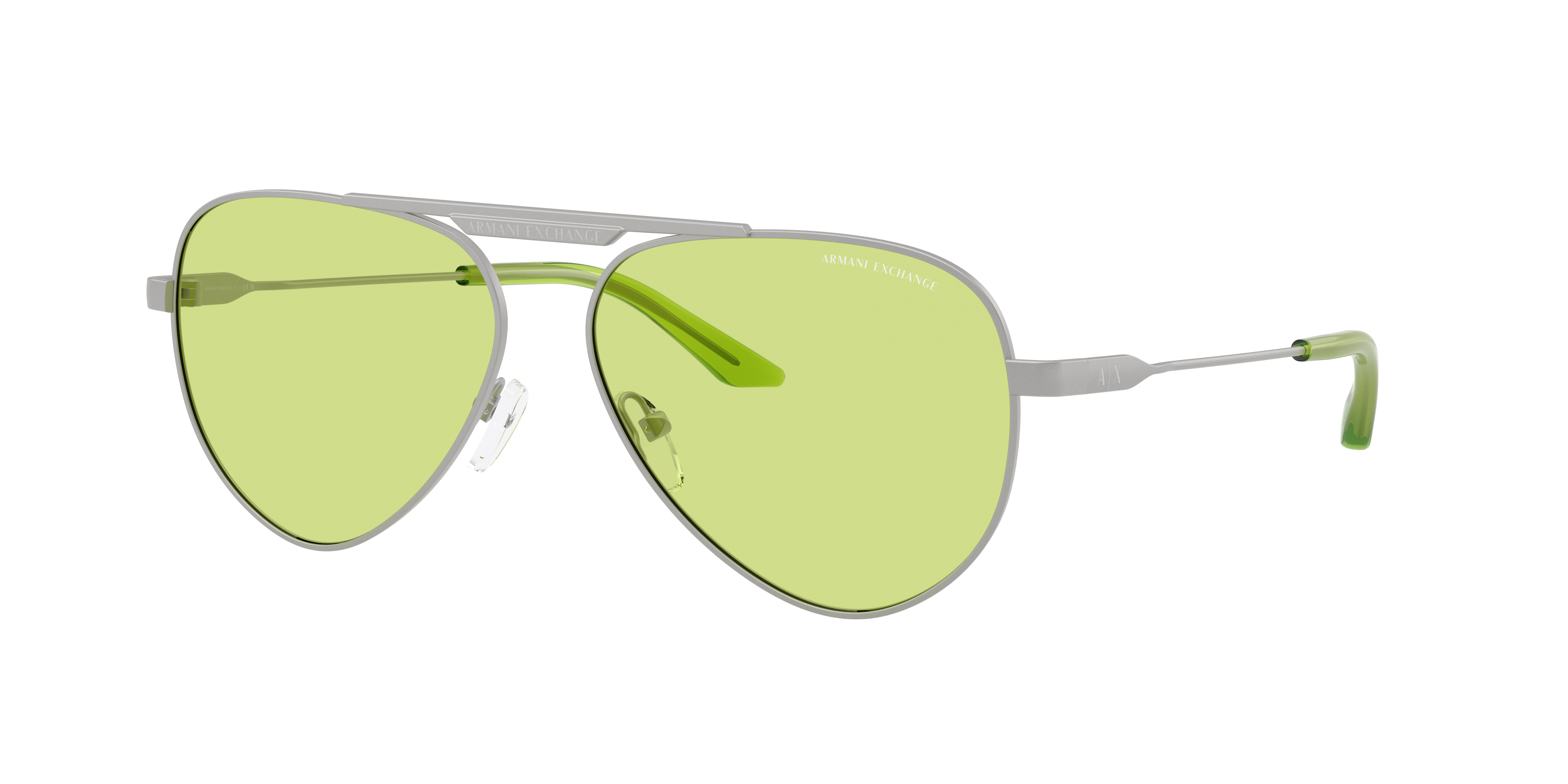 Armani Exchange Unisex Sunglass AX2060S -  Frame color: Matte Silver, Lens color: Green